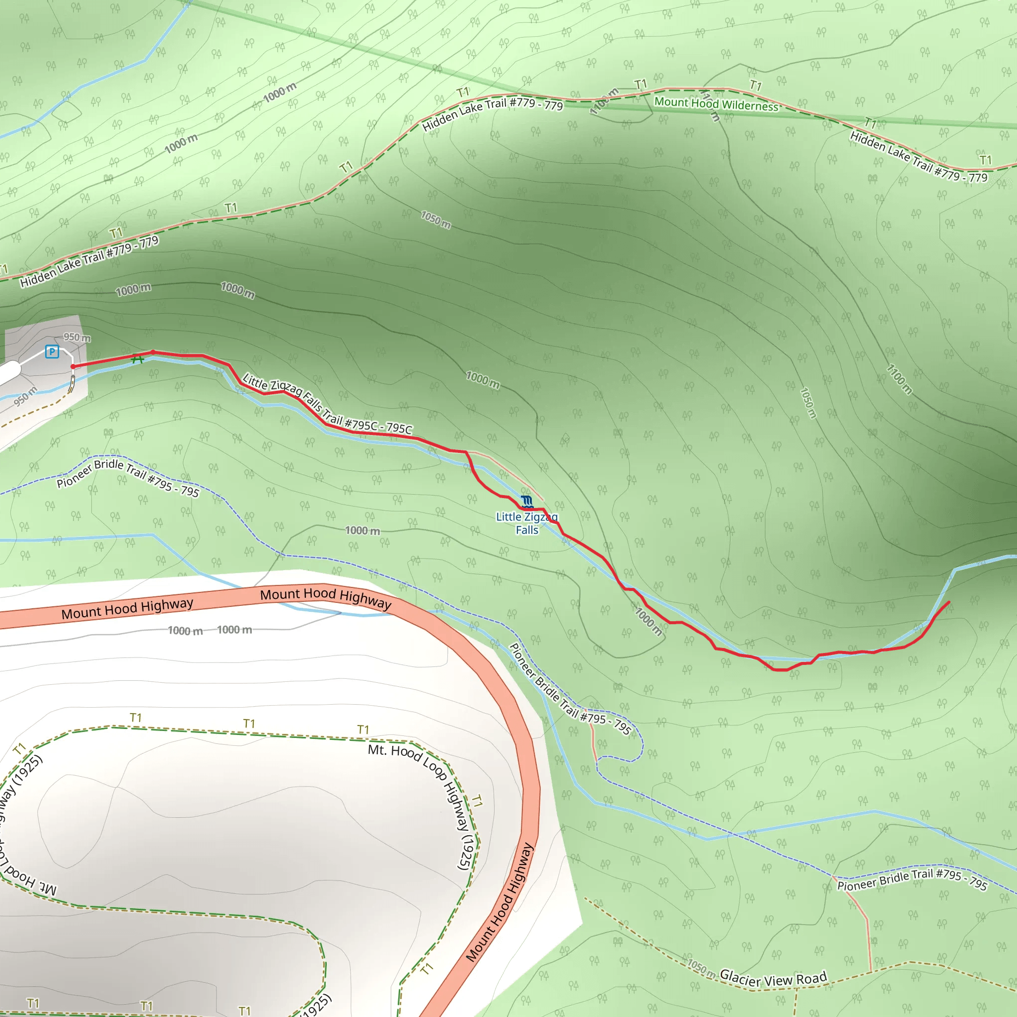 Little Zigzag Falls Trail mobile static map