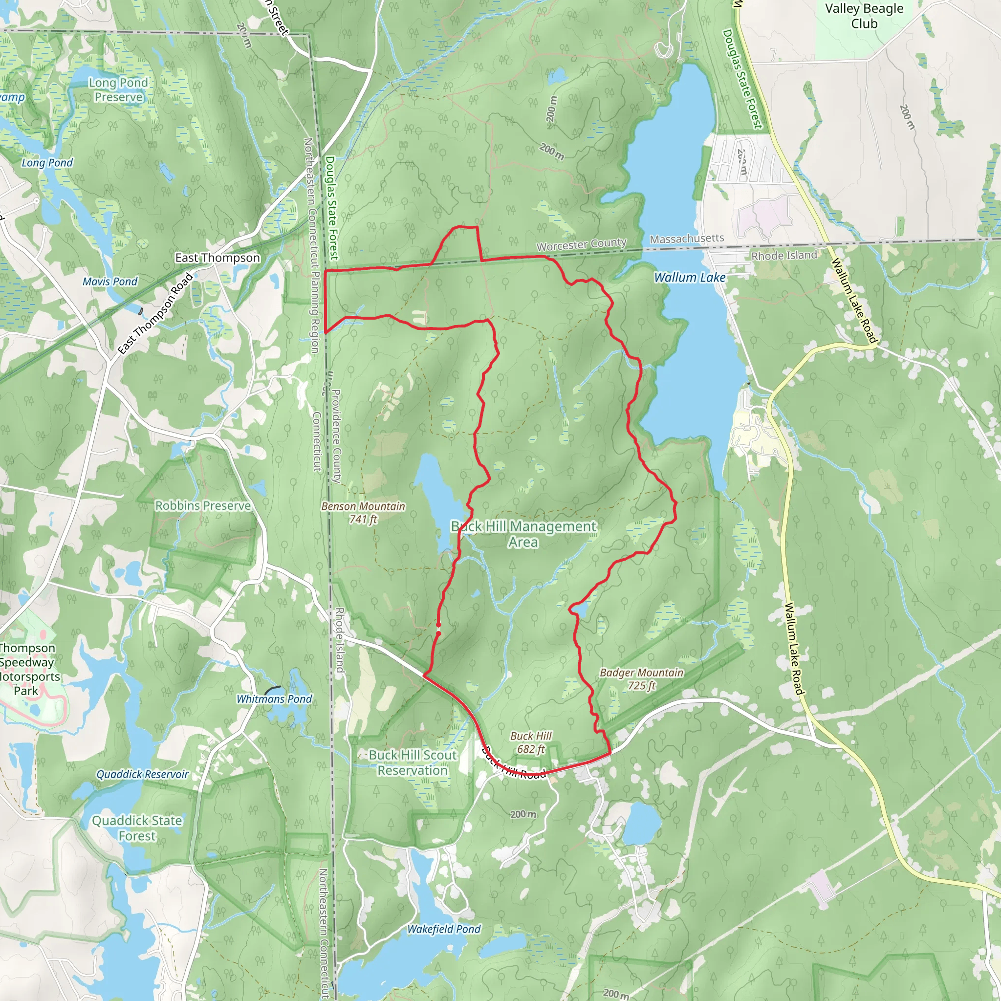 Buck Hill Yellow Dot and Midstate Loop Trail mobile static map