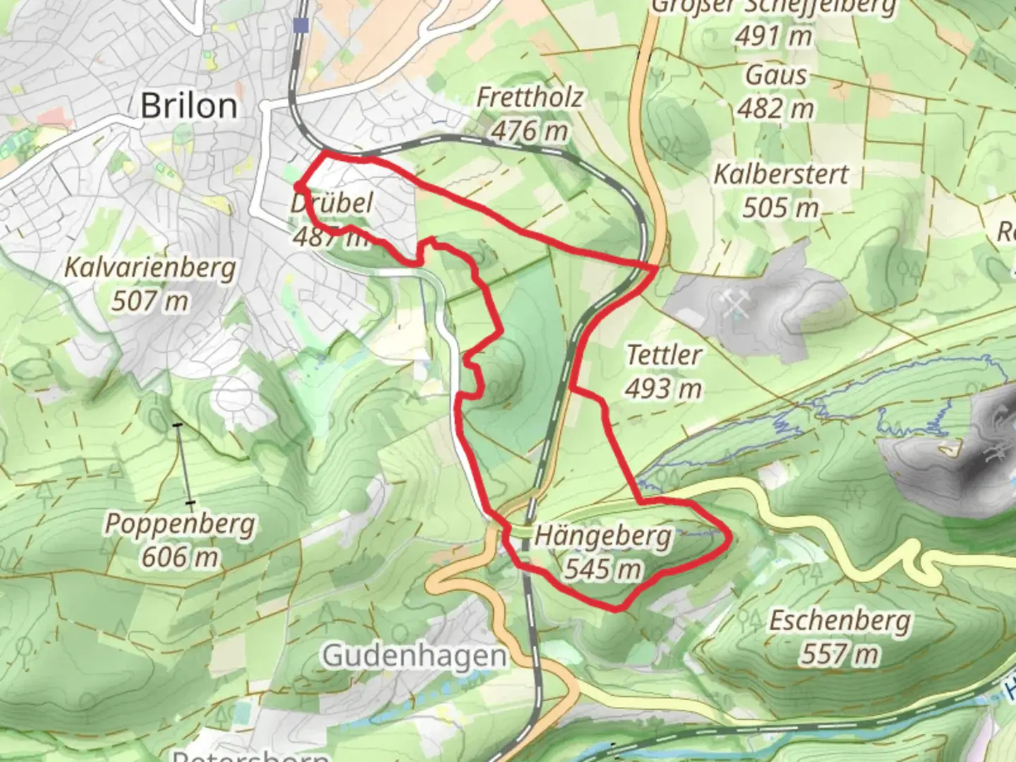 An image depicting the trail Brilon B3 and B4 and its surrounding area.