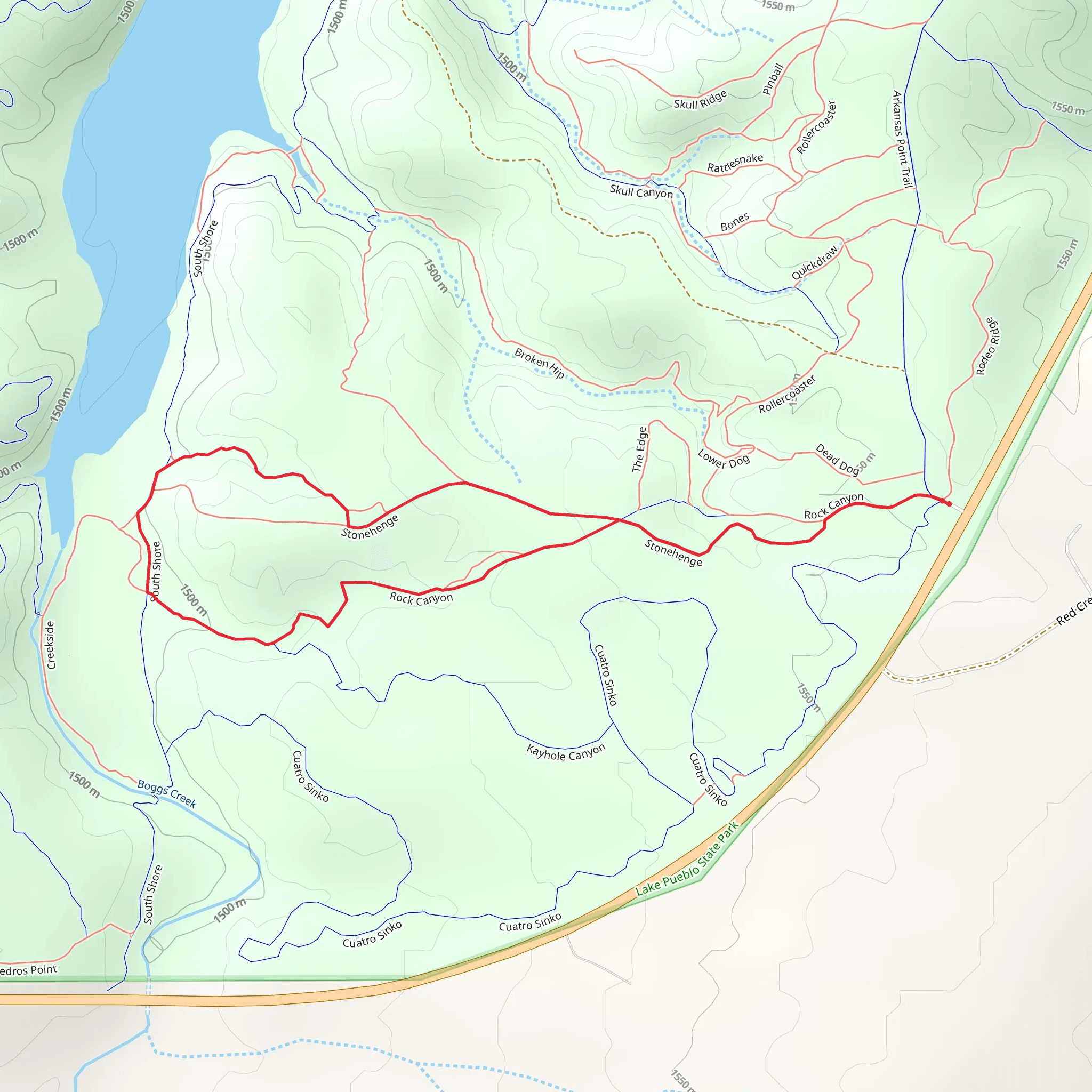 Rock Canyon and Stonehenge Loop mobile static map