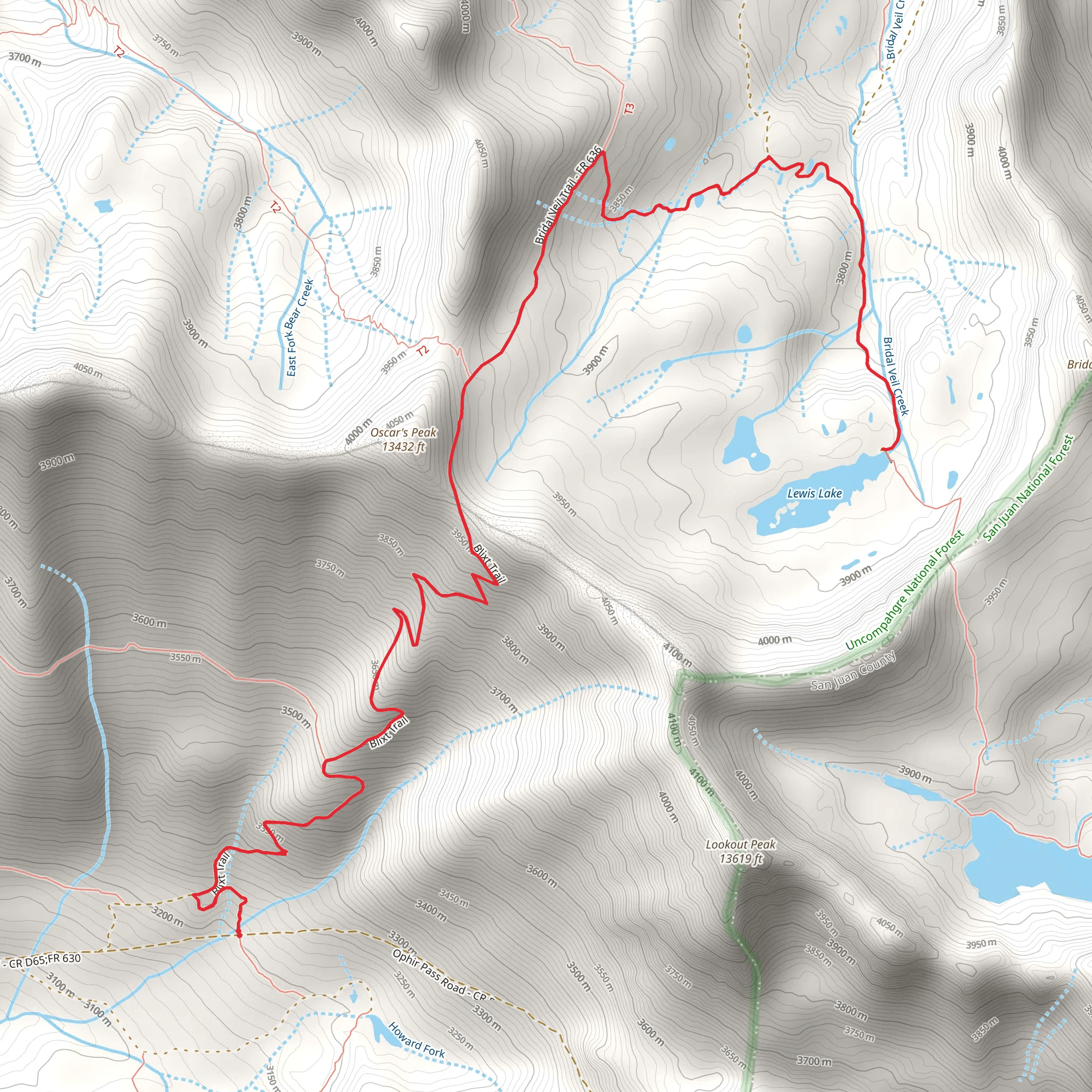 Lewis Lake and Mine Trail mobile static map