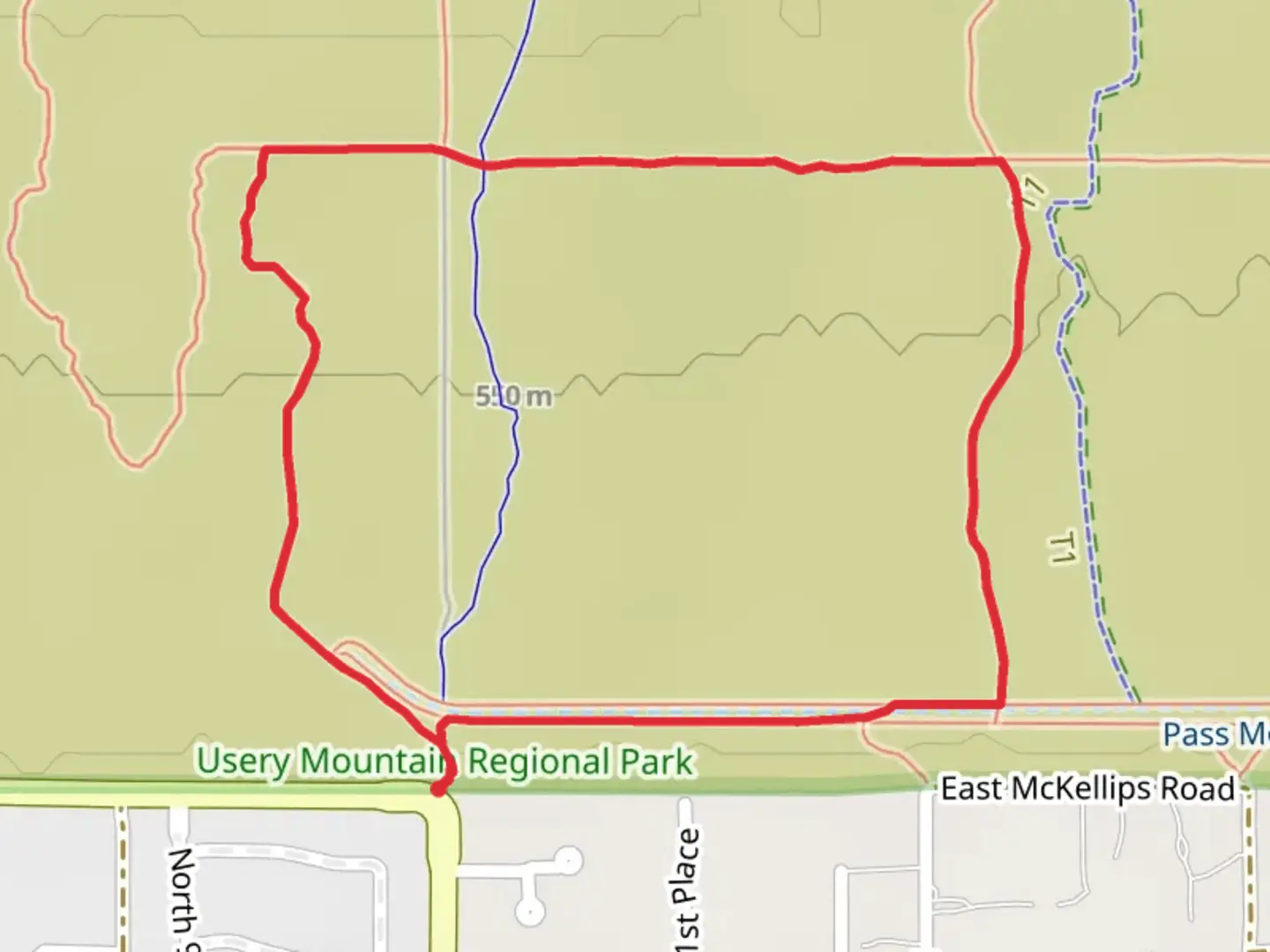 An image depicting the trail Blevins and Levee Loop Trail and its surrounding area.