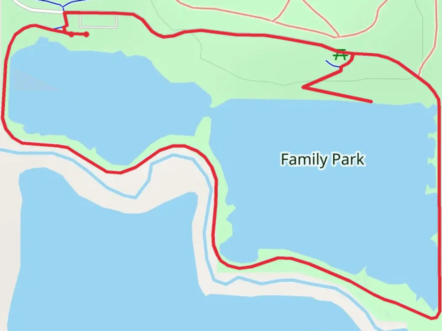 An image depicting the trail Family Park Loop and its surrounding area.