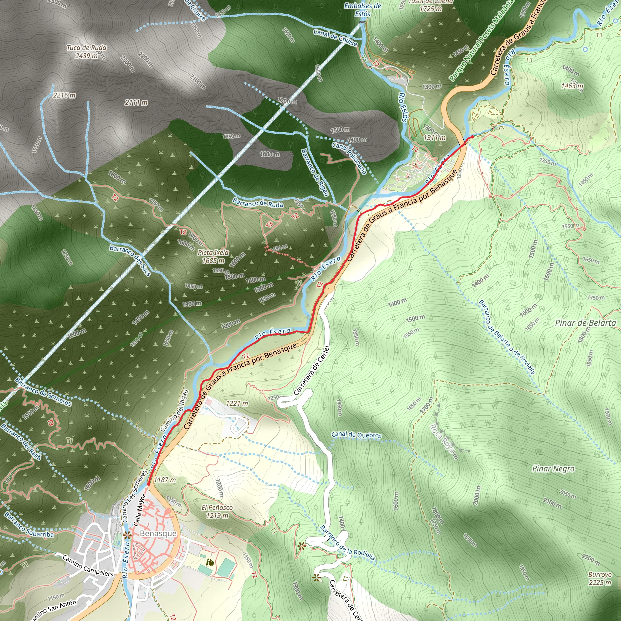 Benasque - San Jaime Bridge (GR® 11) PR HU 29 mobile static map