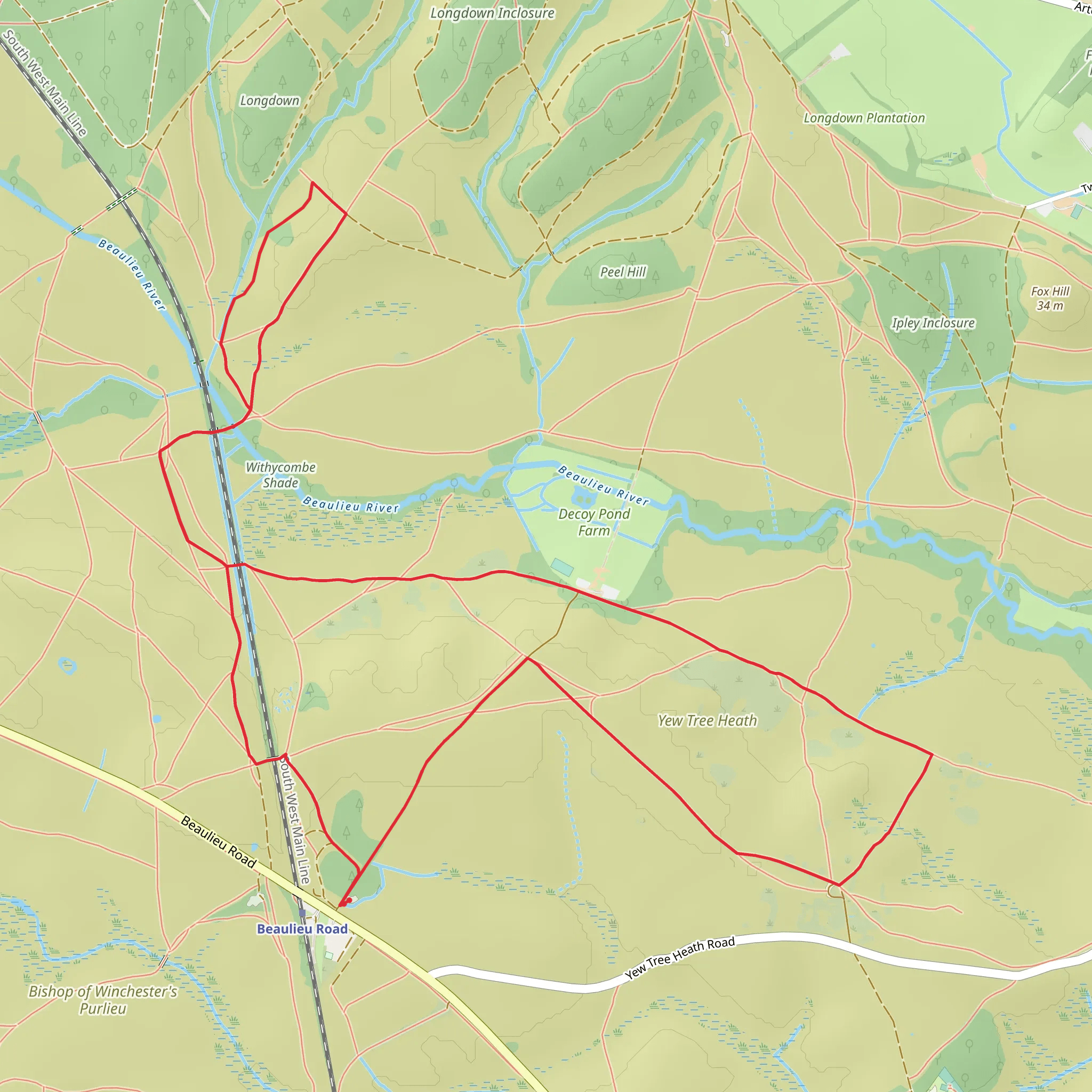 Black Down and Yew Tree Heath Loop mobile static map