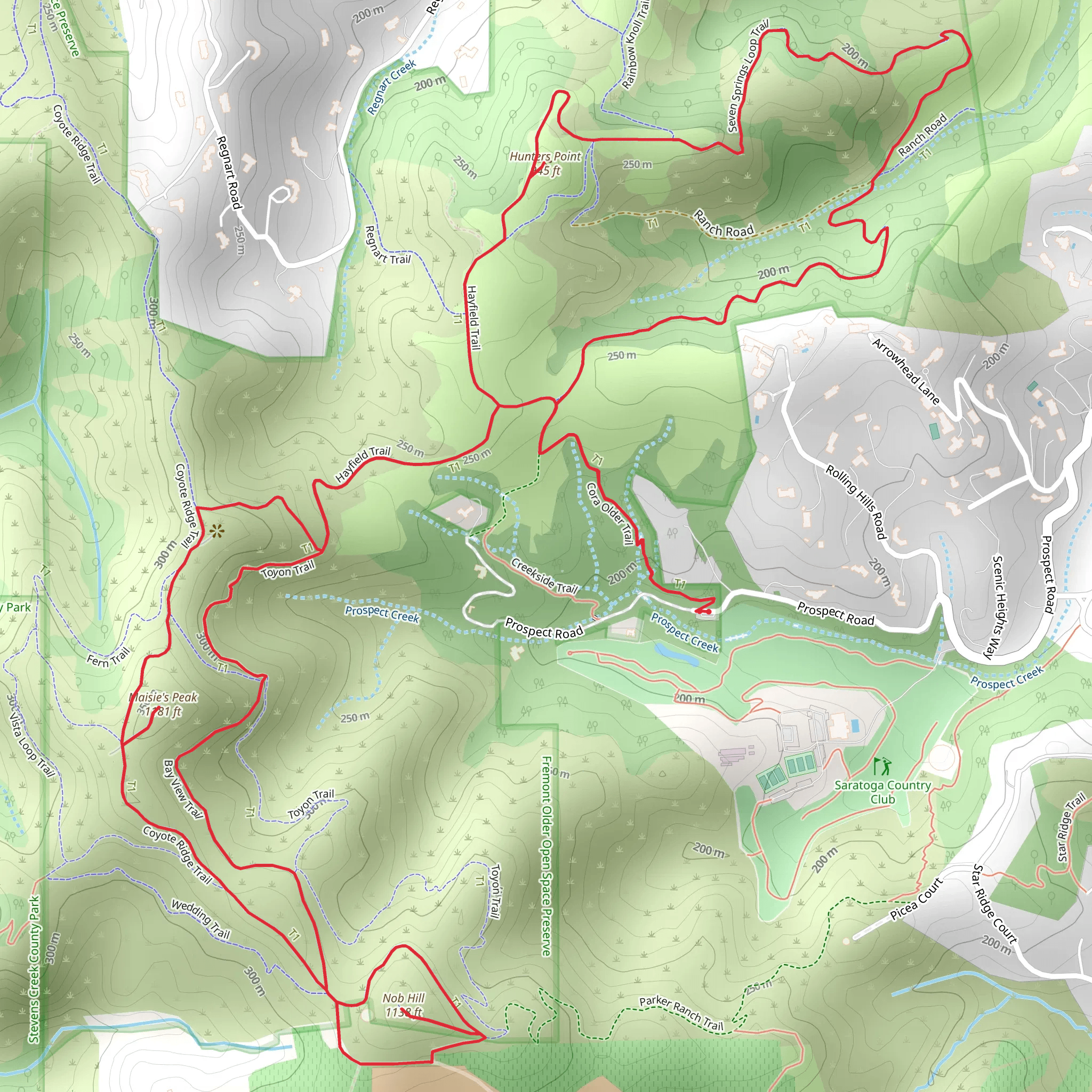 Maisie's Peak, Hunters Point and Nob Hill Loop mobile static map
