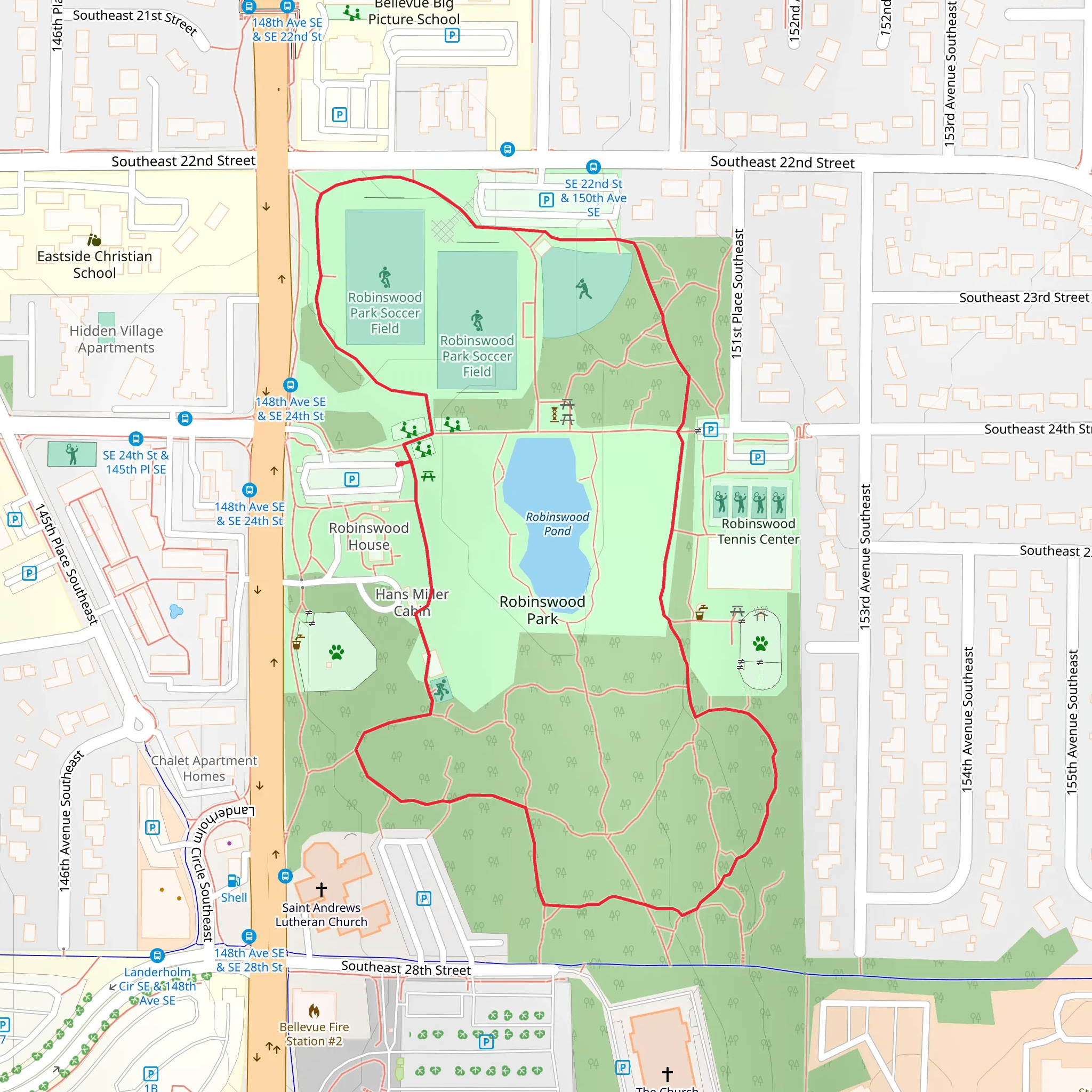 Robinswood Pond and Park Loop mobile static map