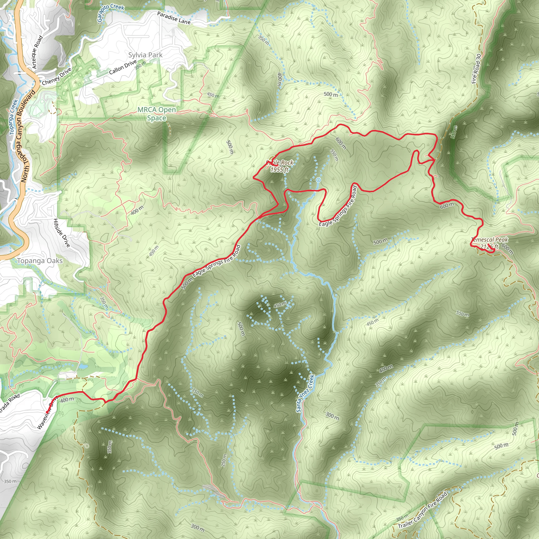 Eagle Rock and Temescal Peak Loop via Trippet Lane mobile static map
