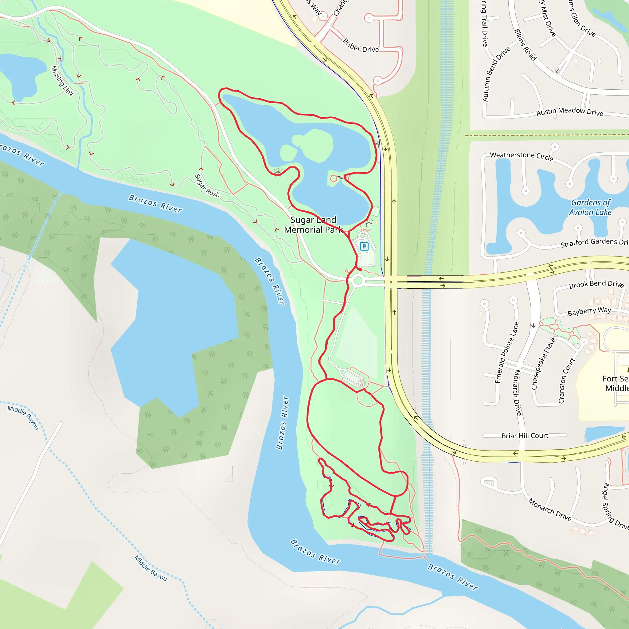 Sugar Land Memorial Park Loop - East mobile static map
