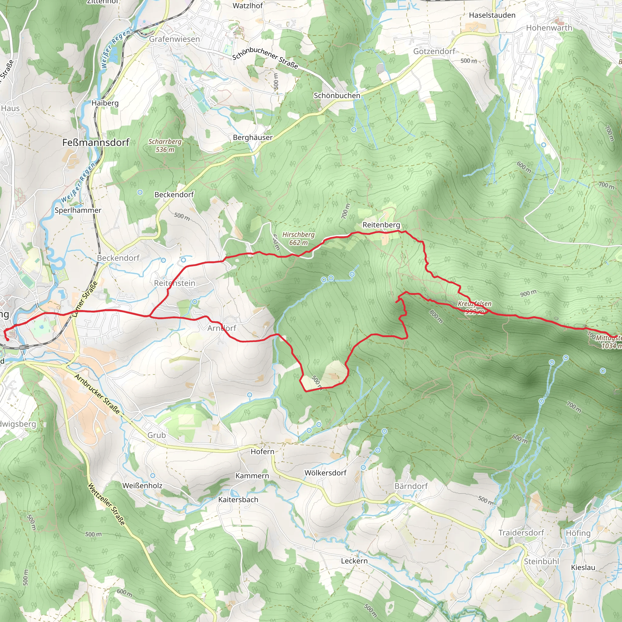 Mittagstein Loop via Zellertal mobile static map
