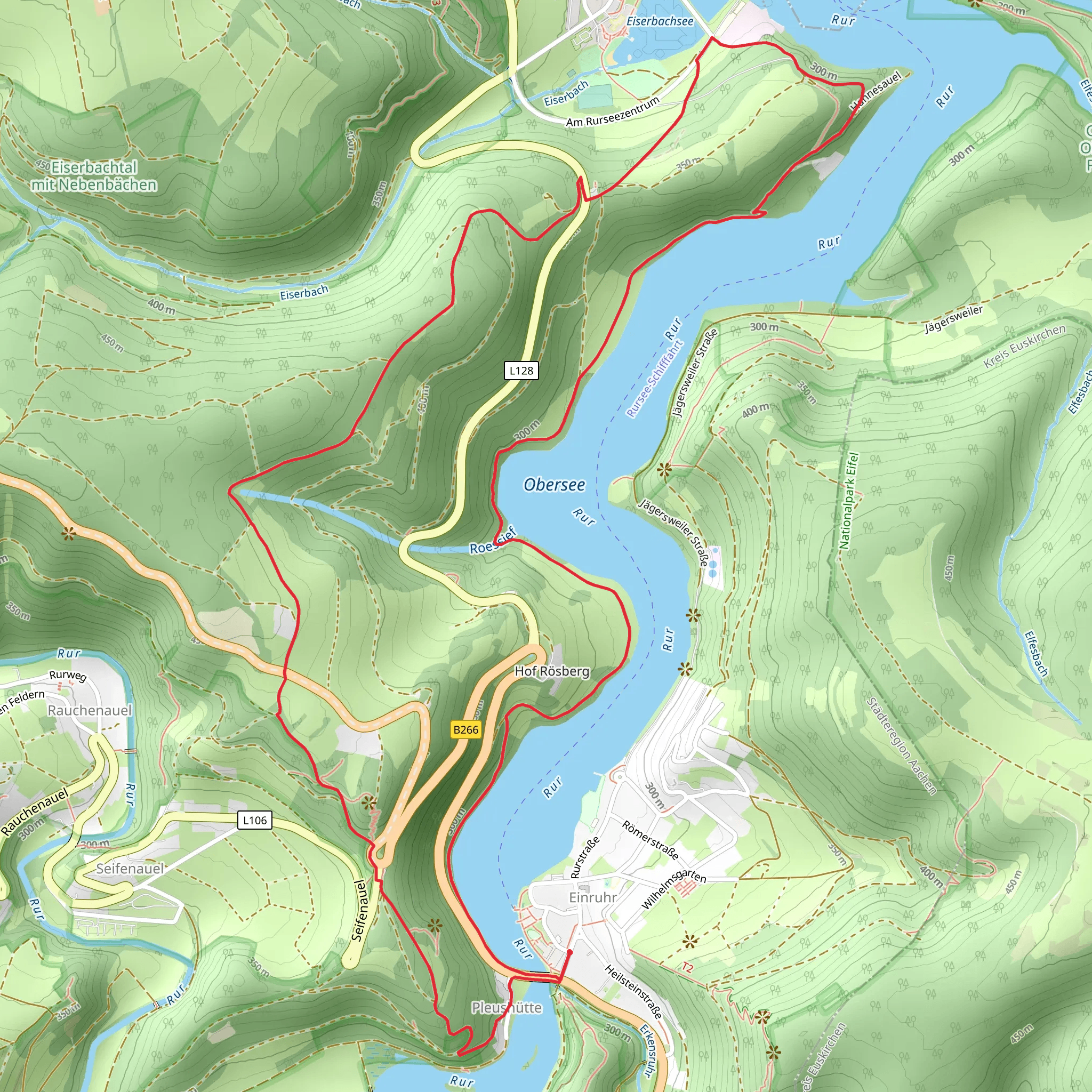 Rur via Ardennen-Eifel Rundweg and Kall-Rur Panorama Route mobile static map