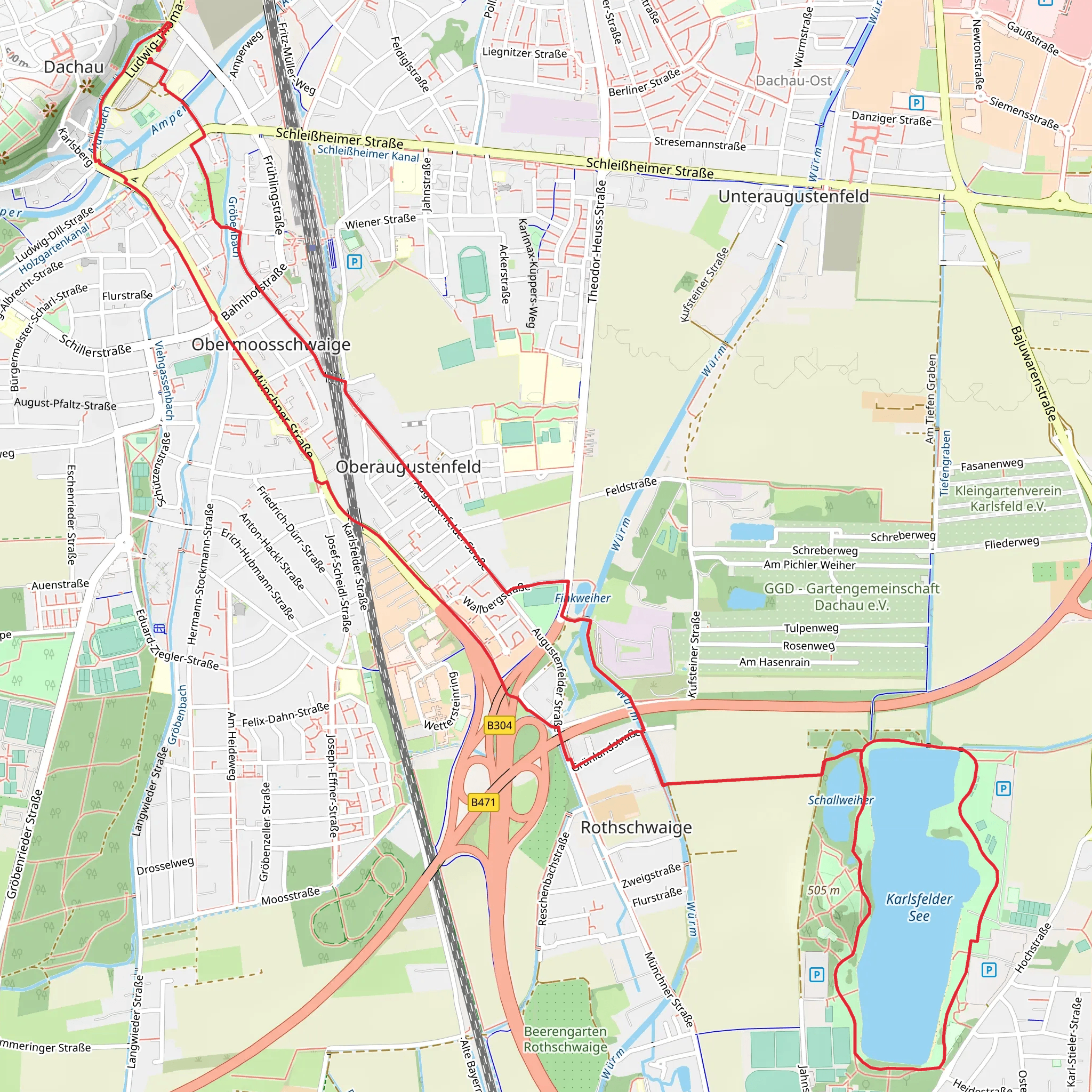 Karlsfelder See and Dachau Loop mobile static map