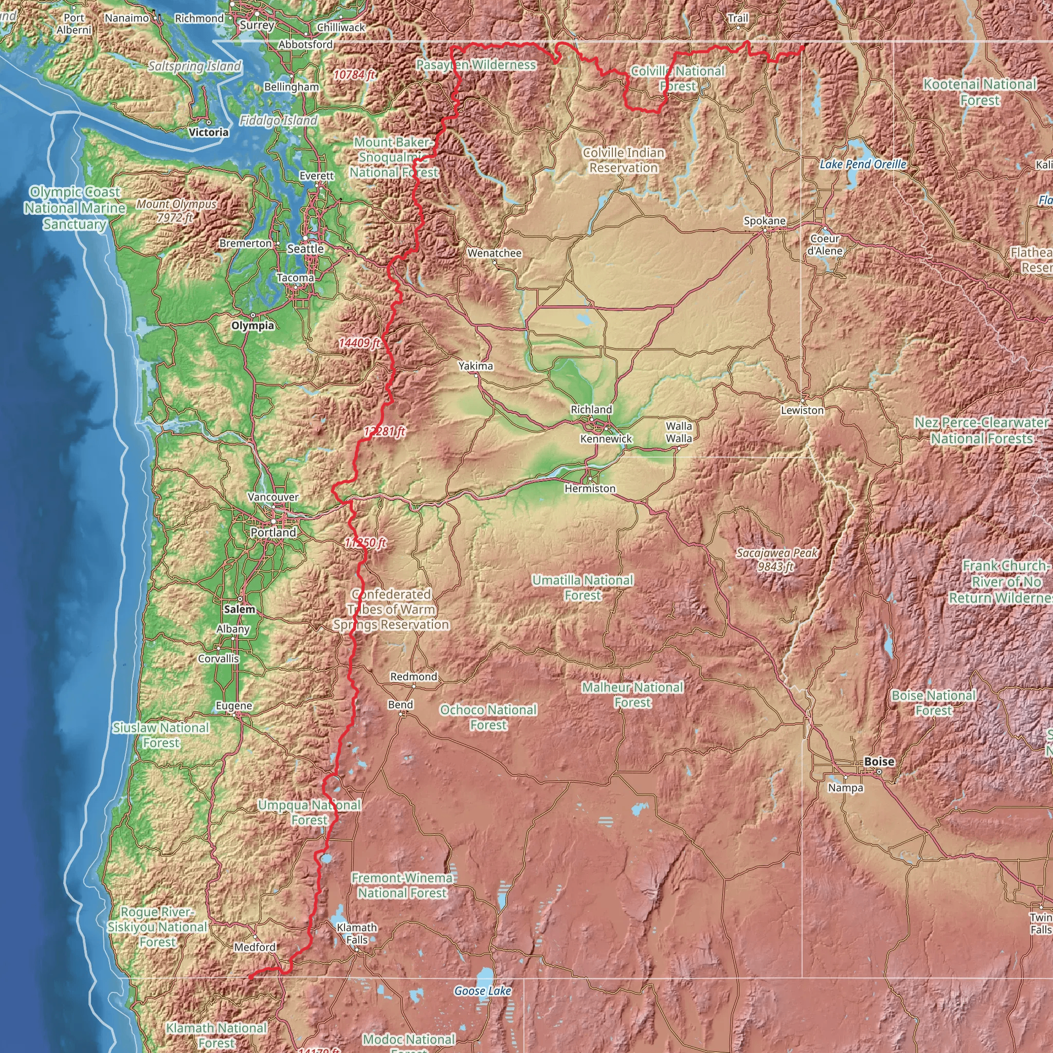 American Perimeter Trail - Pacific Northwest Primary mobile static map