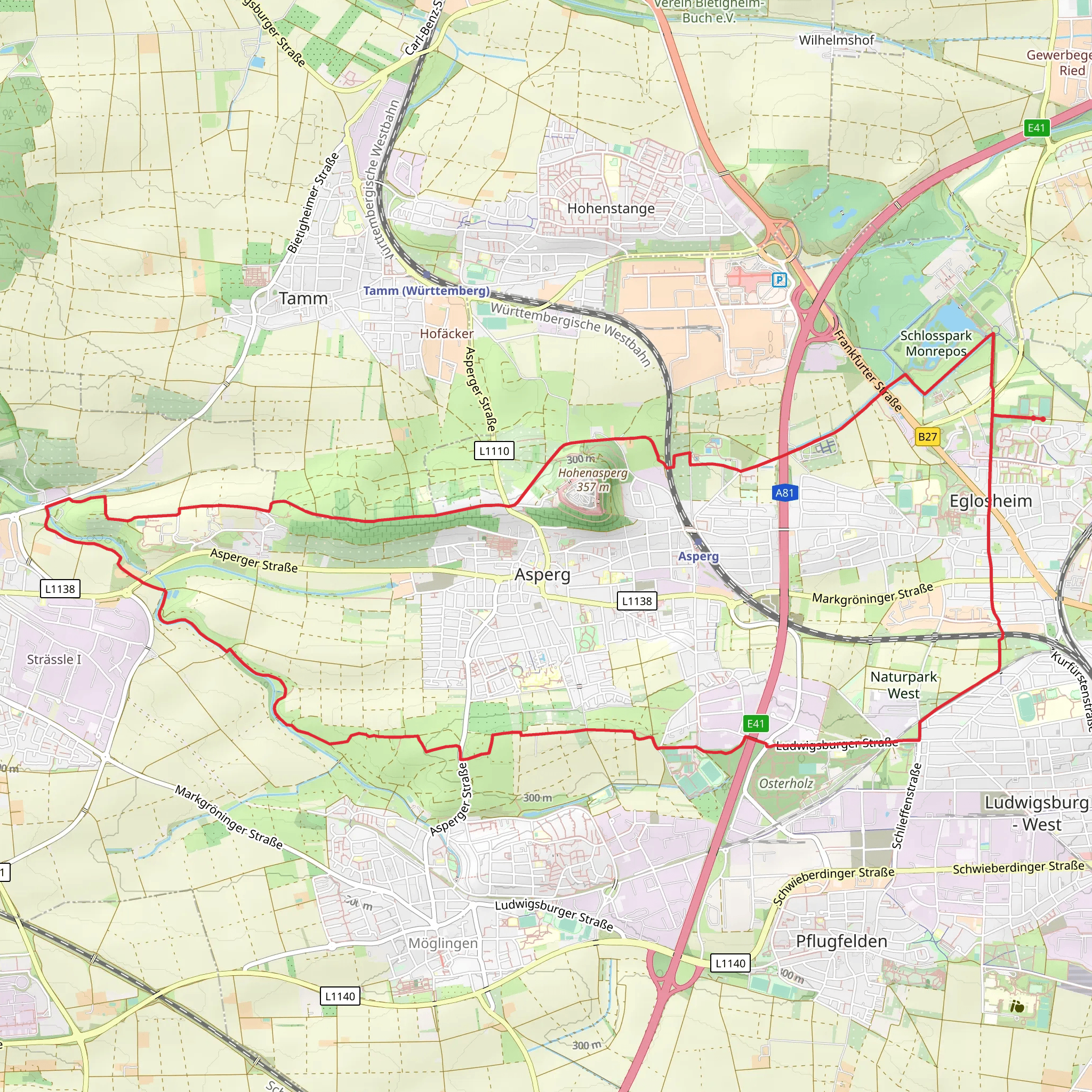 Asperg Circular Walk mobile static map