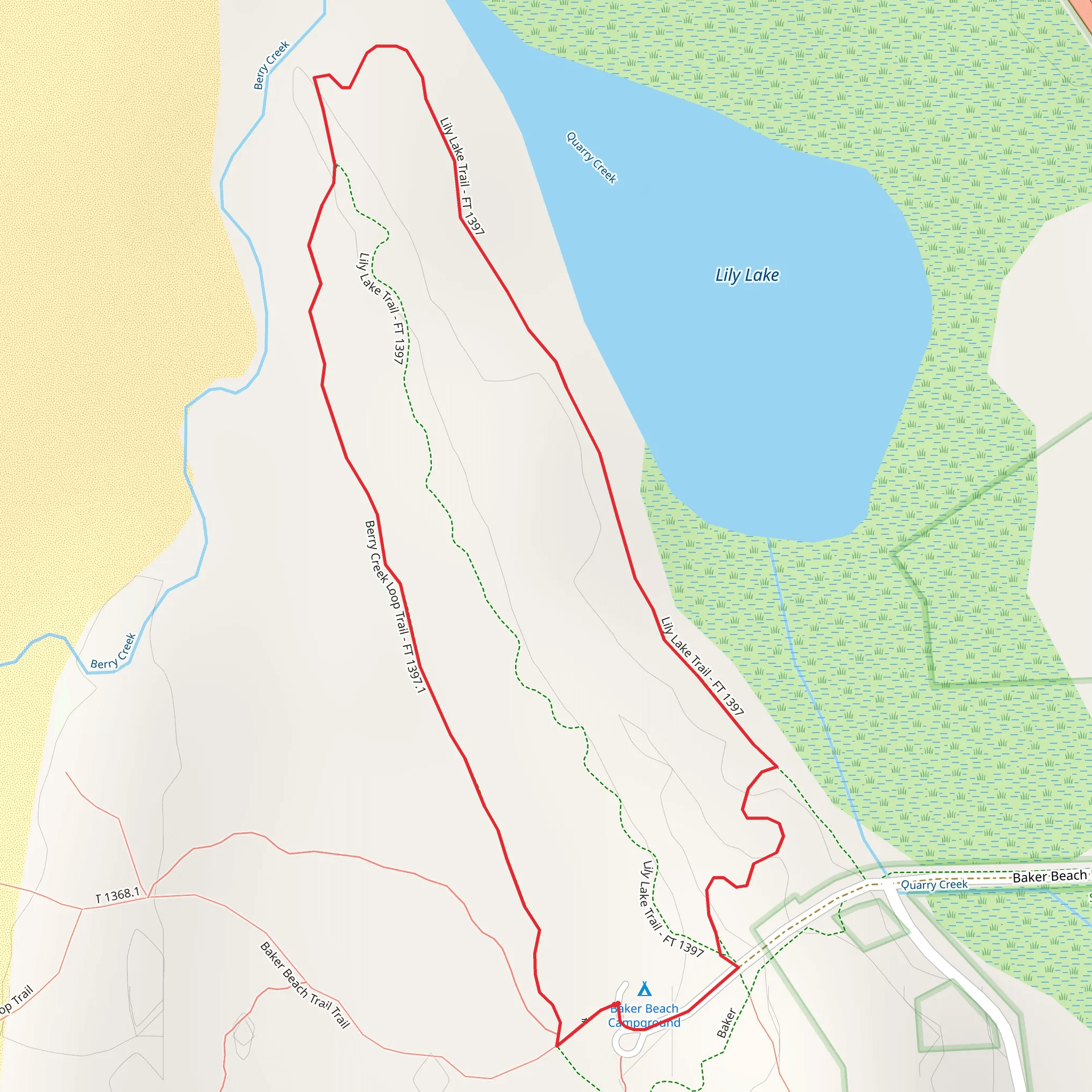 Lily Lake Loop Trail mobile static map