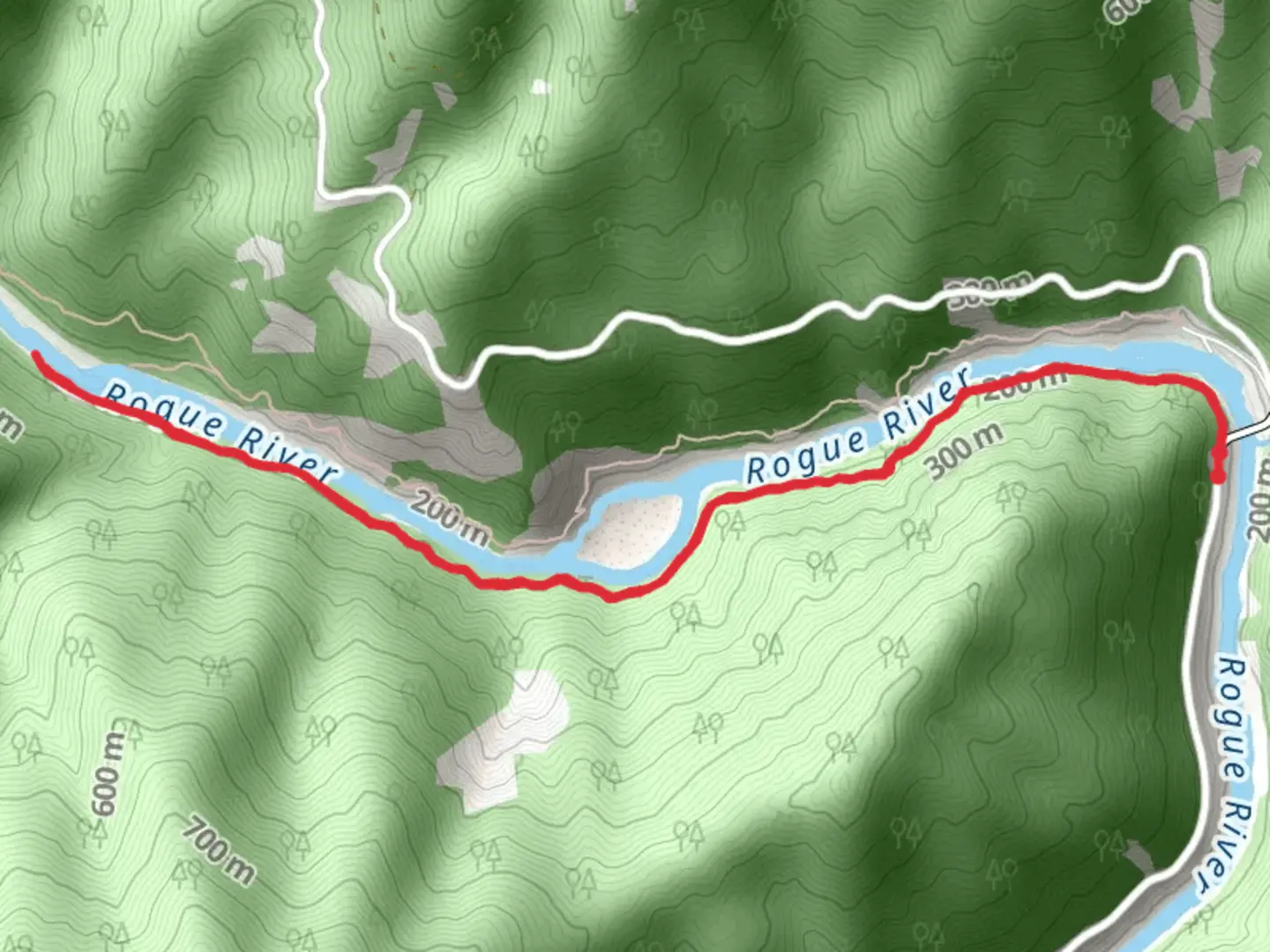 An image depicting the trail Rainie Falls Trail and its surrounding area.