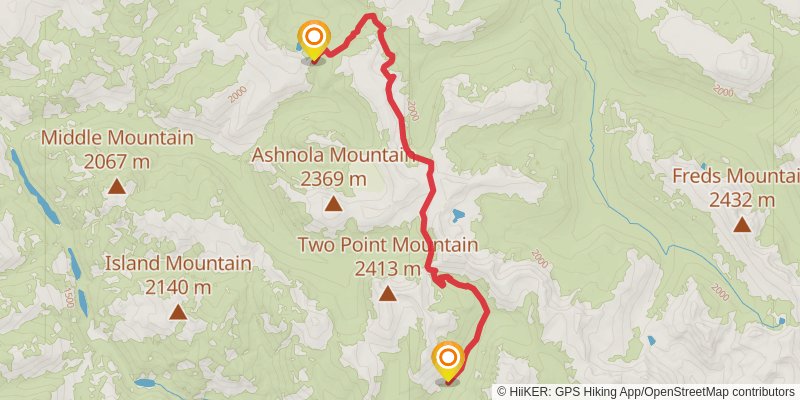 Larch Pass - Hidden Lakes Loop stage 2 Map