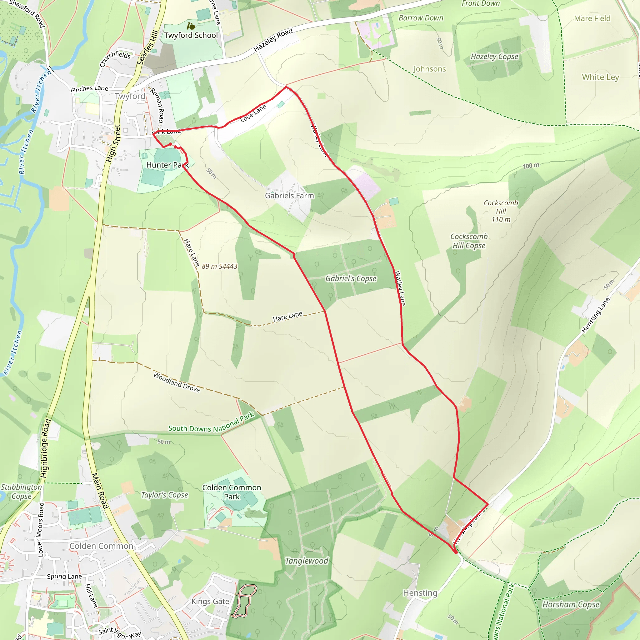 Gabriel's Copse Loop mobile static map