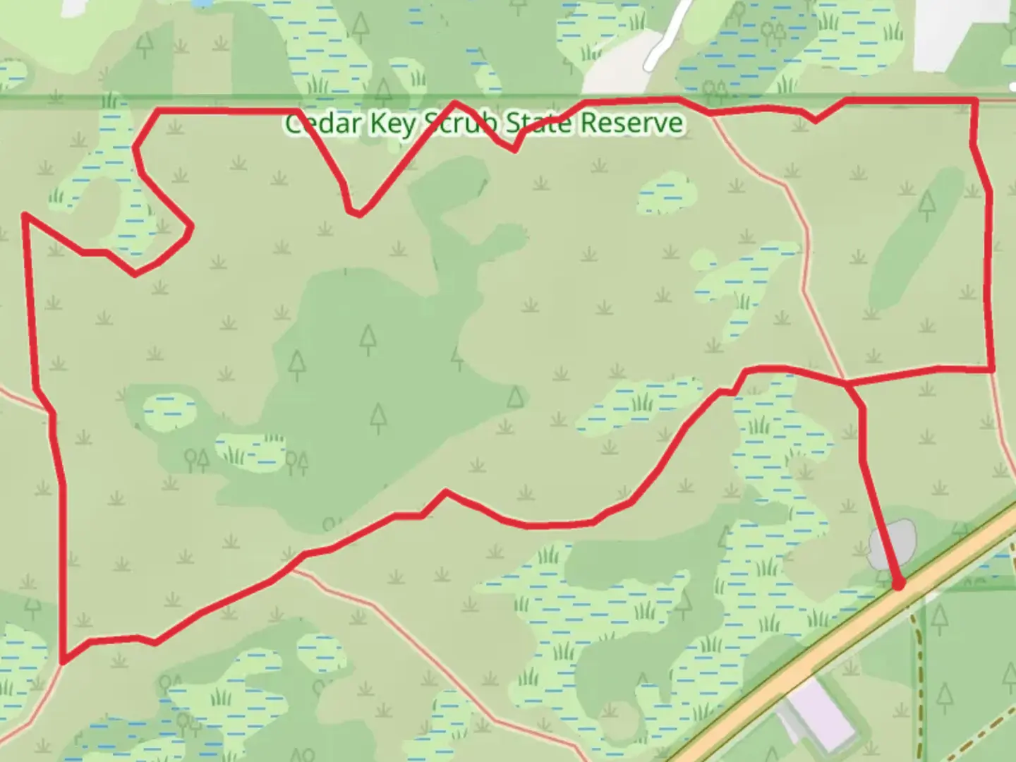 An image depicting the trail White and Orange Loop and its surrounding area.
