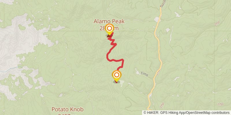 Sacramento Rim Trail spur 1 Map