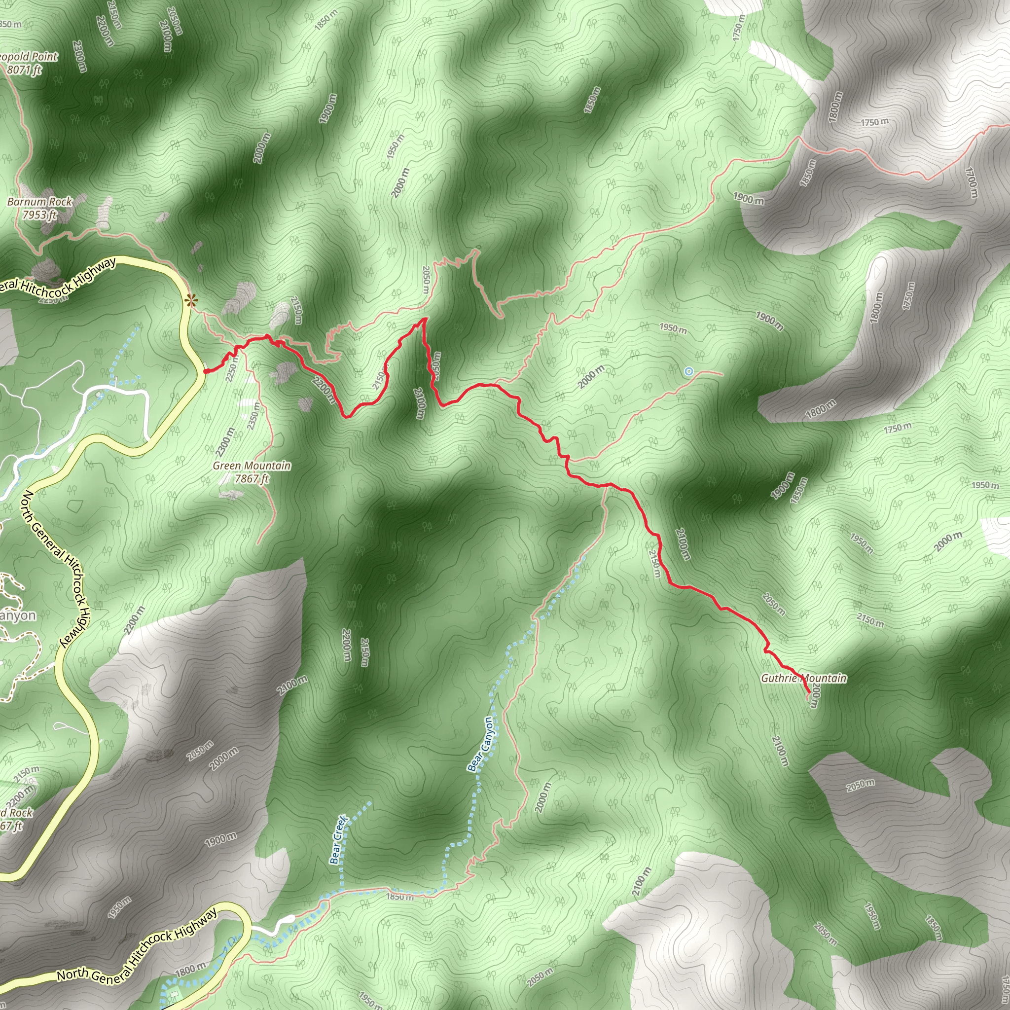 Guthrie Peak via Green Mountain Trail mobile static map