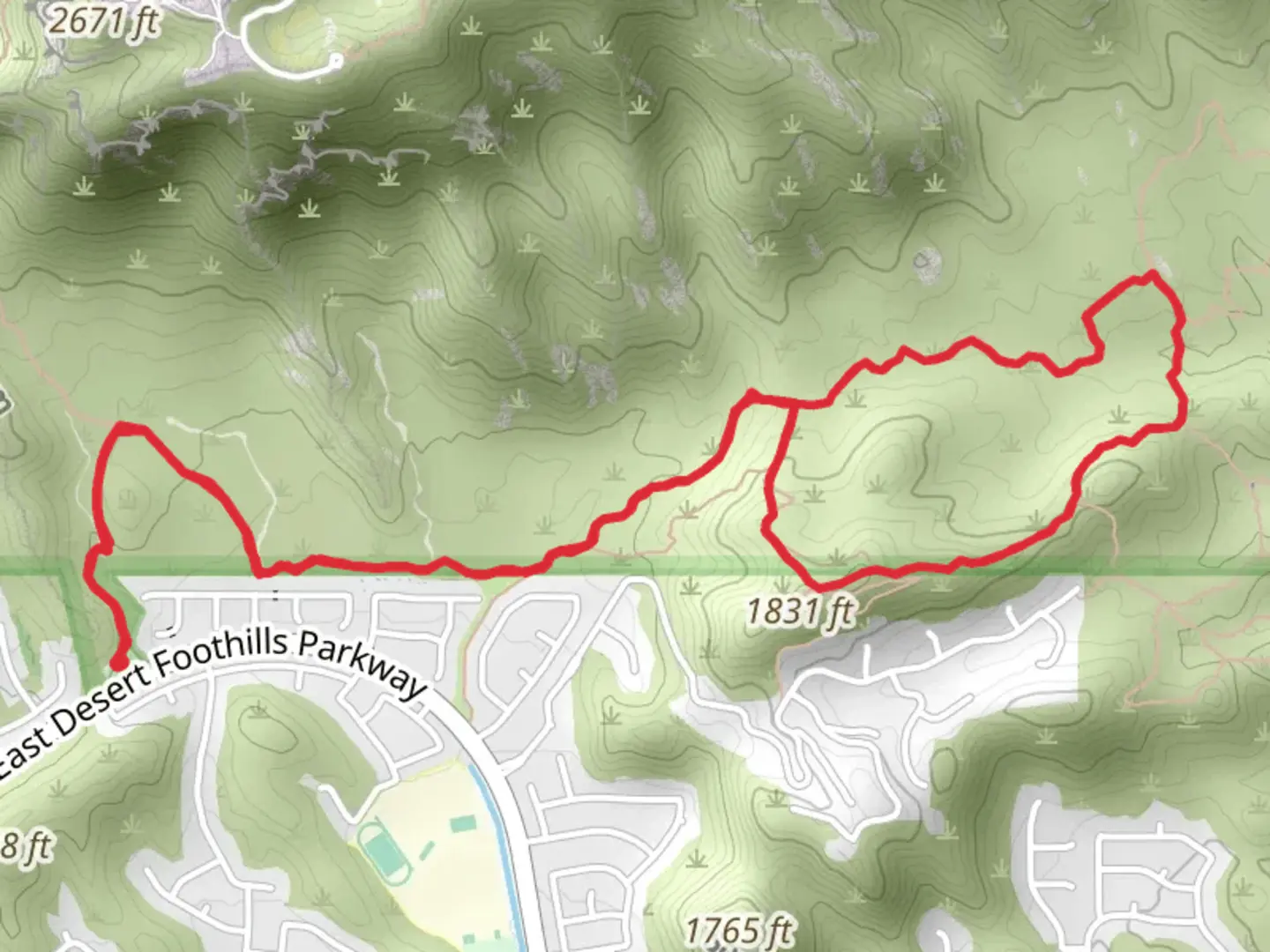 An image depicting the trail Desert Classic Trail and Guadalupe Perimeter Loop and its surrounding area.