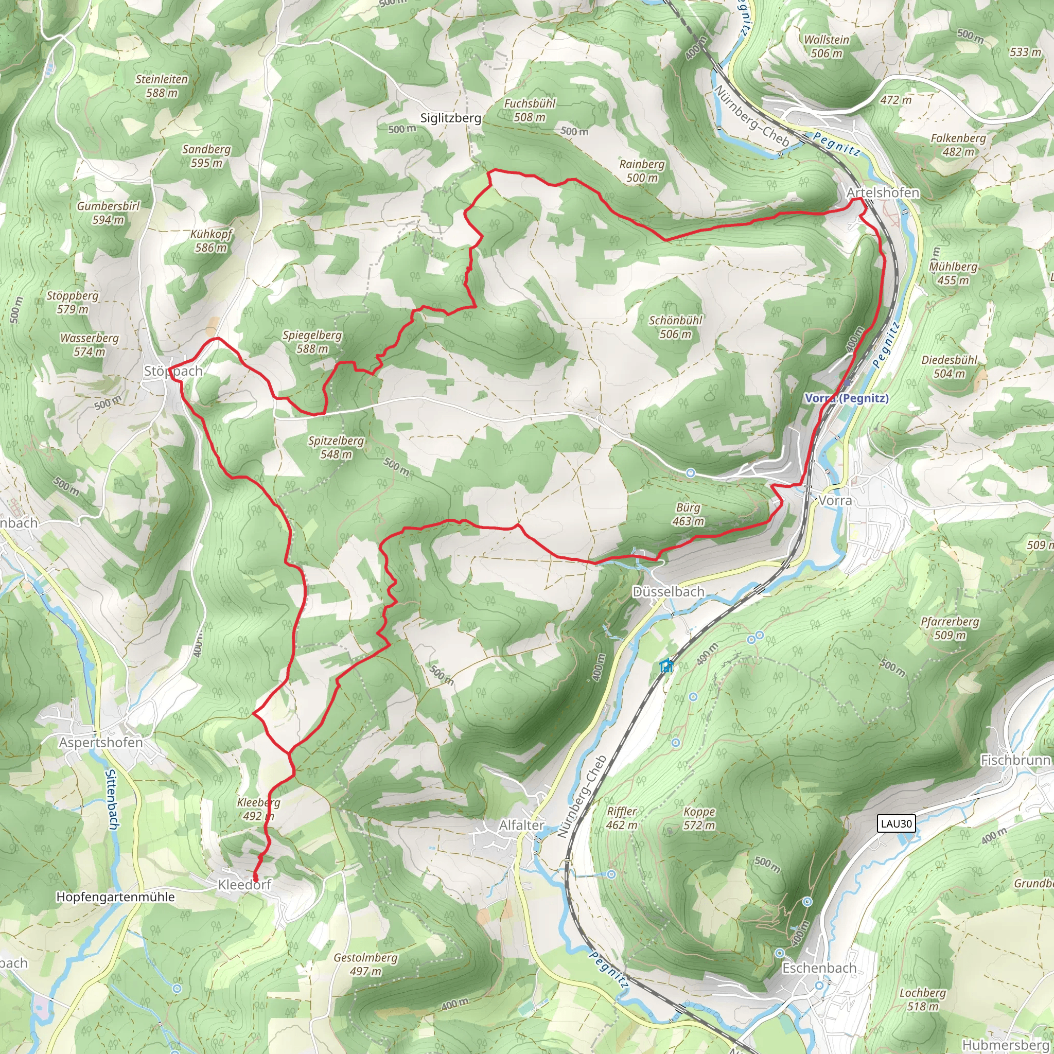 Kleeberg and Artelshofen Loop mobile static map