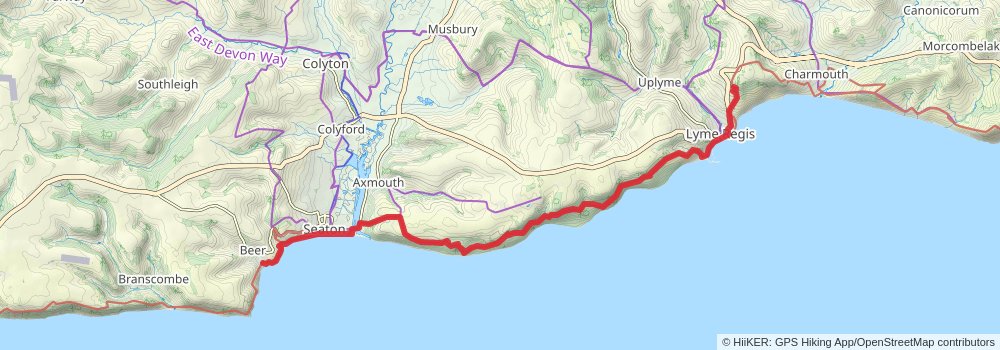 Jurassic Coast Walk stage 3 Map