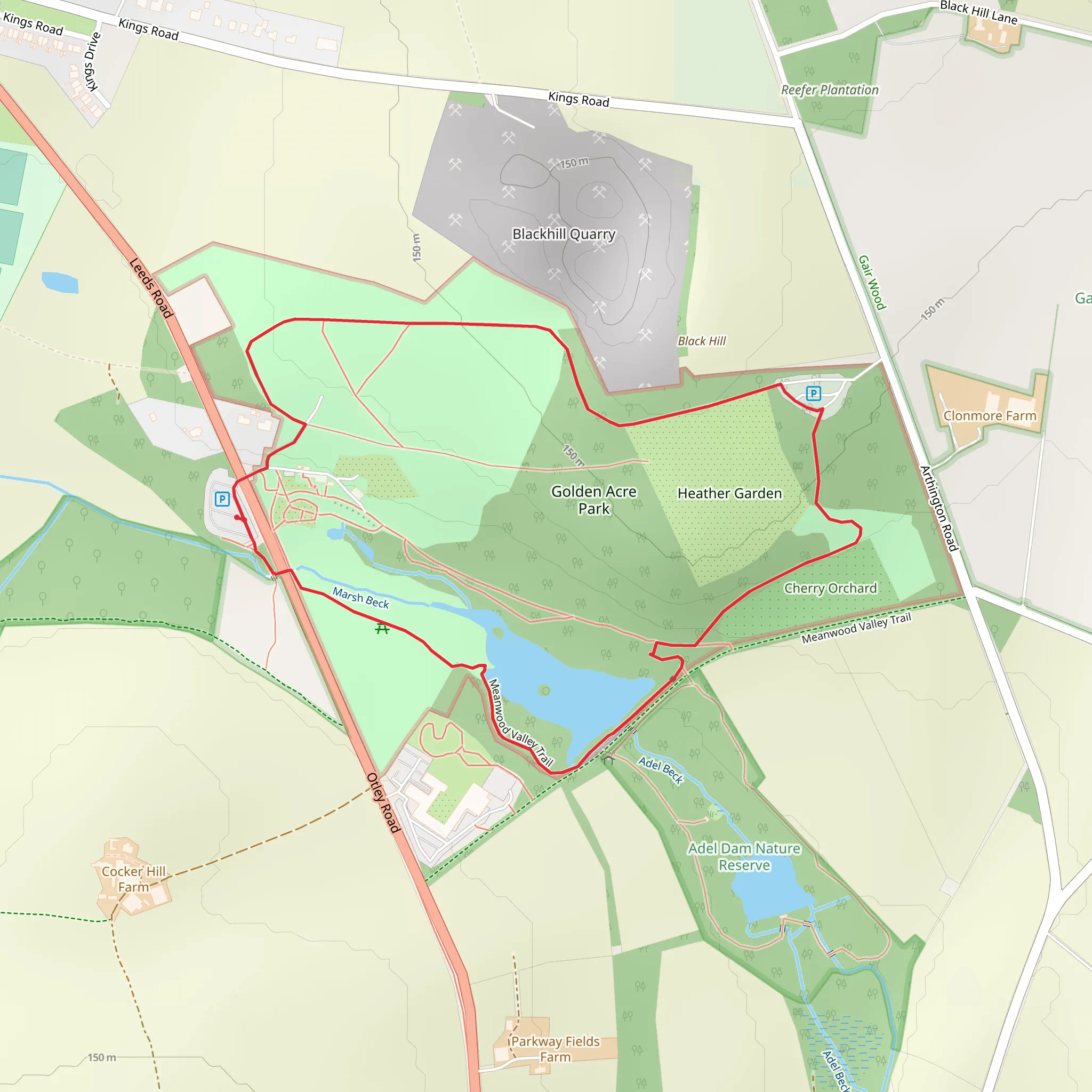 Golden Acre Park Loop mobile static map