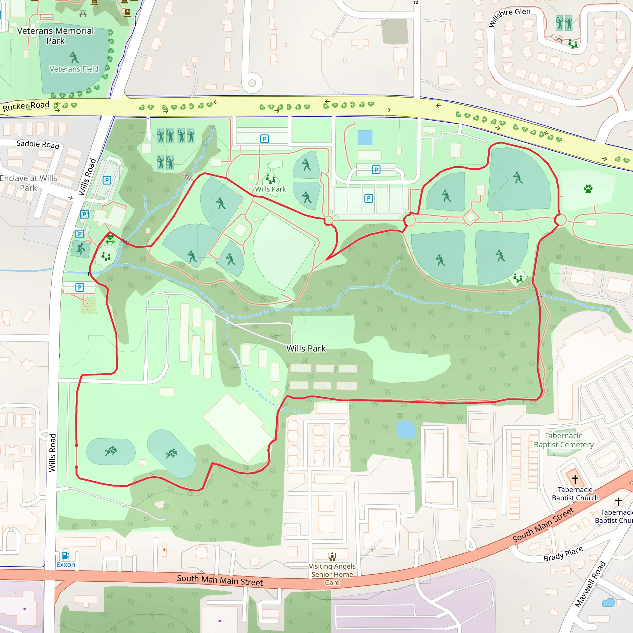 Wills Park Loop mobile static map