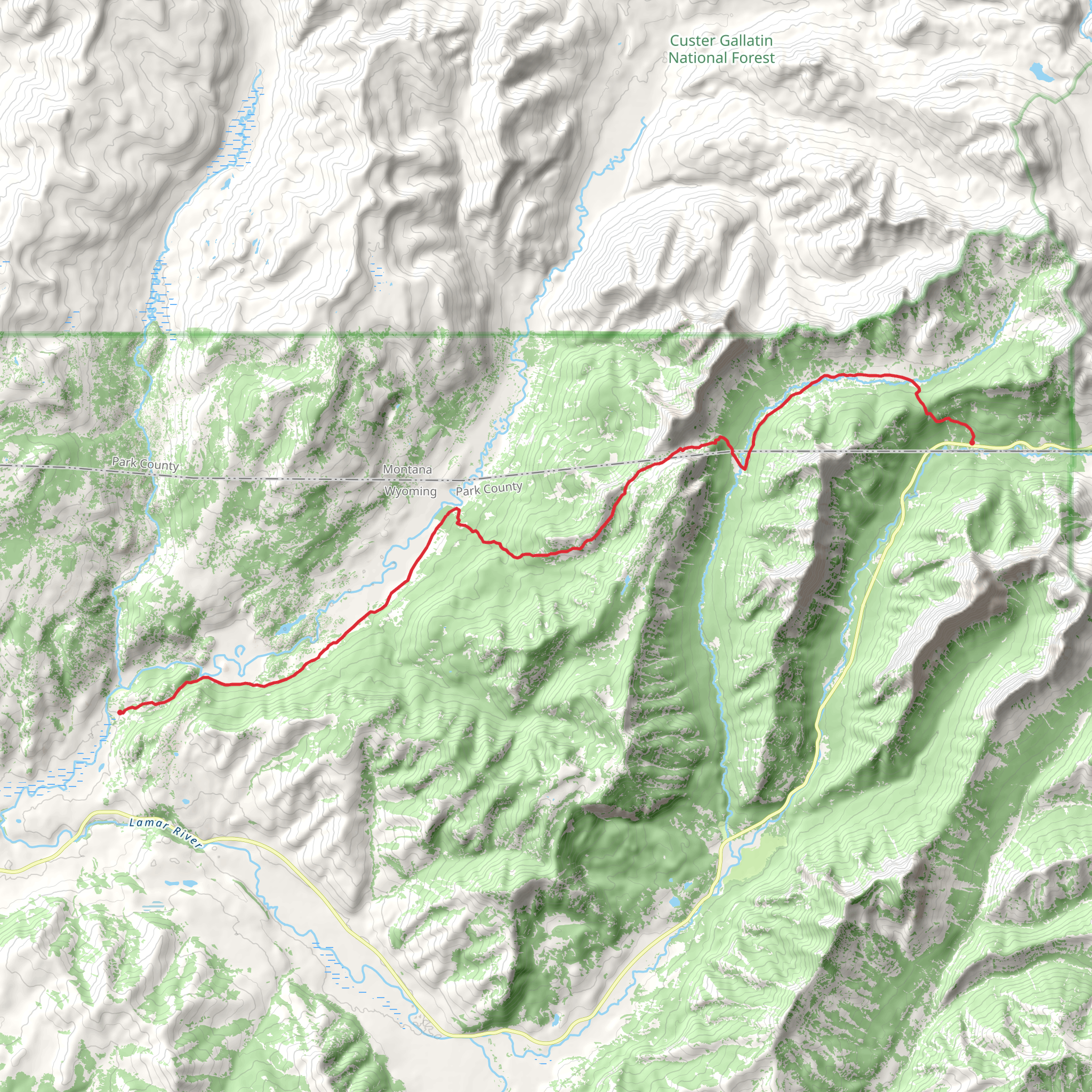 Bliss Pass via Slough Creek Trail mobile static map