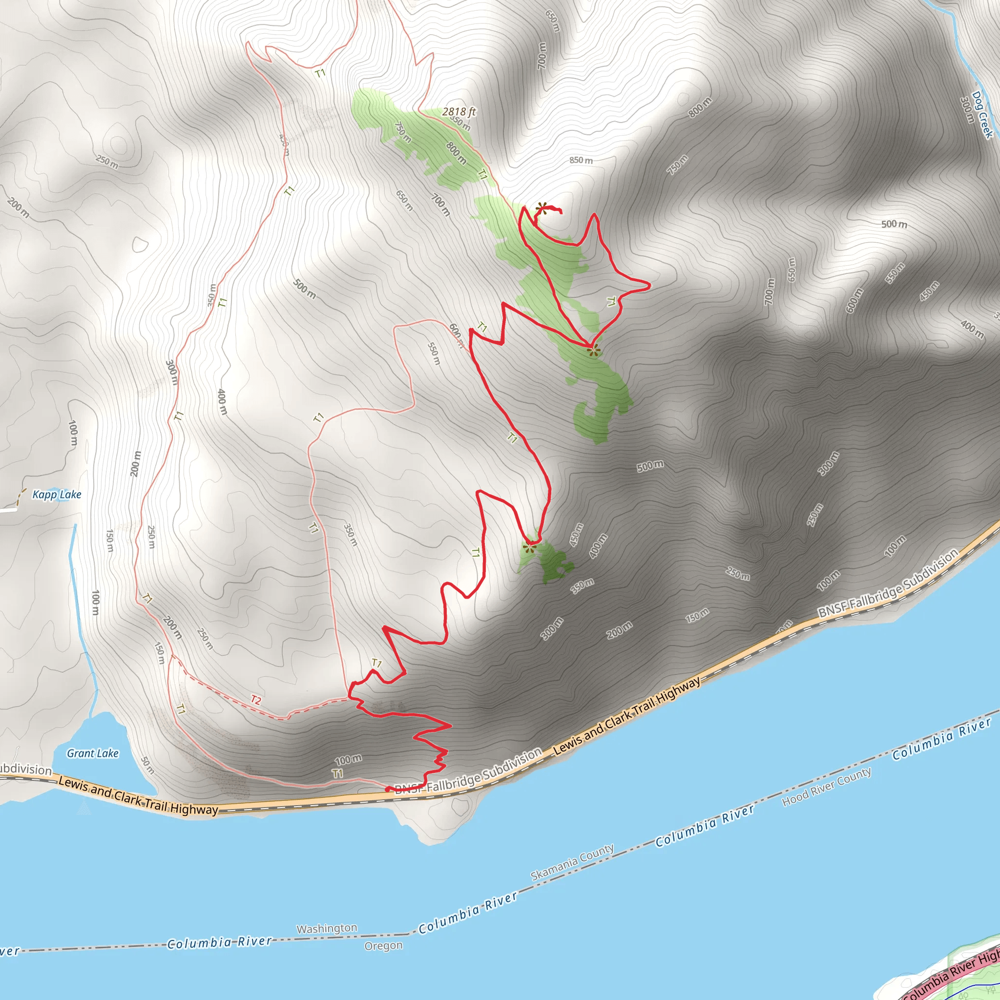 Dog Mountain Trail - East mobile static map