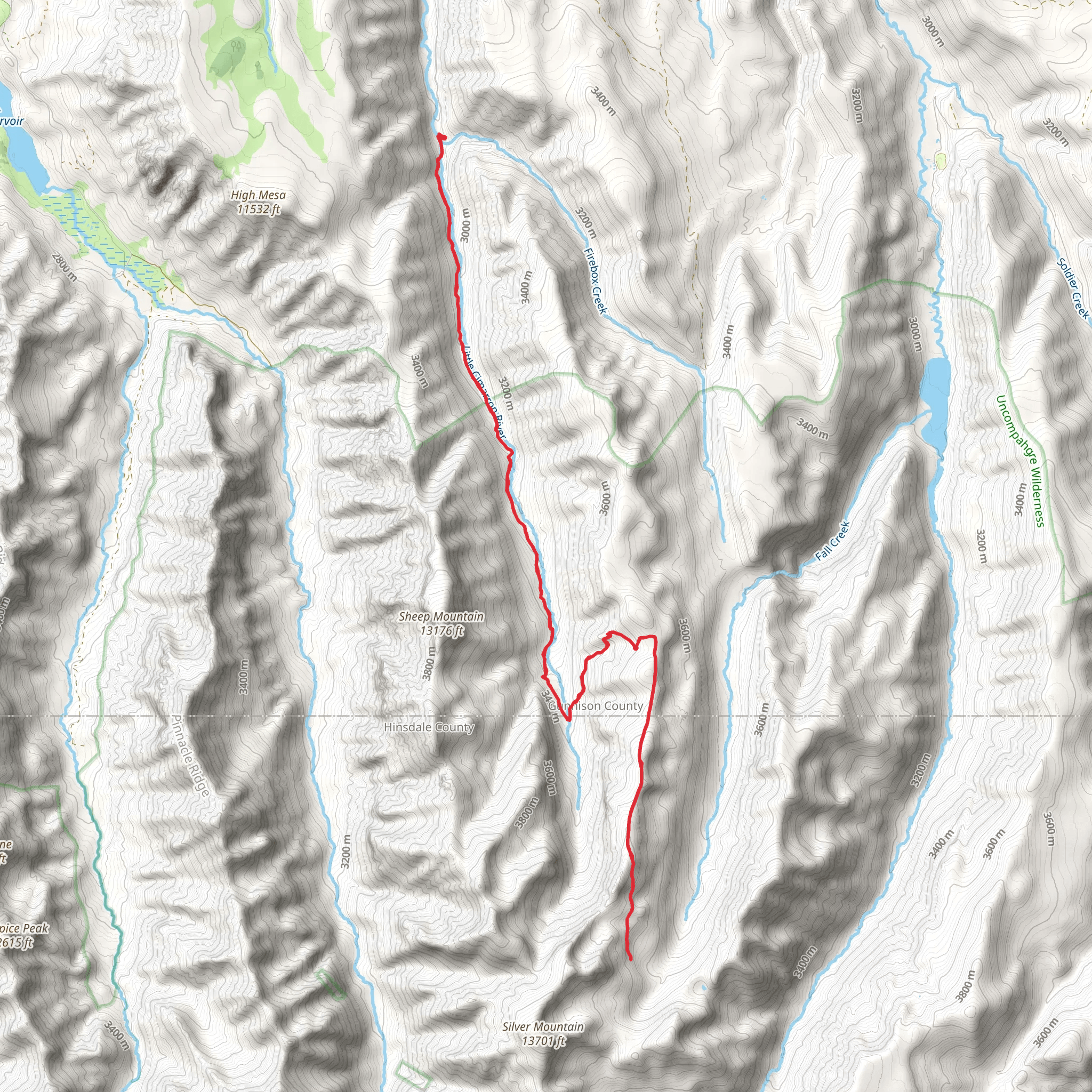 Little Cimarron Trail via Alpine Trail mobile static map