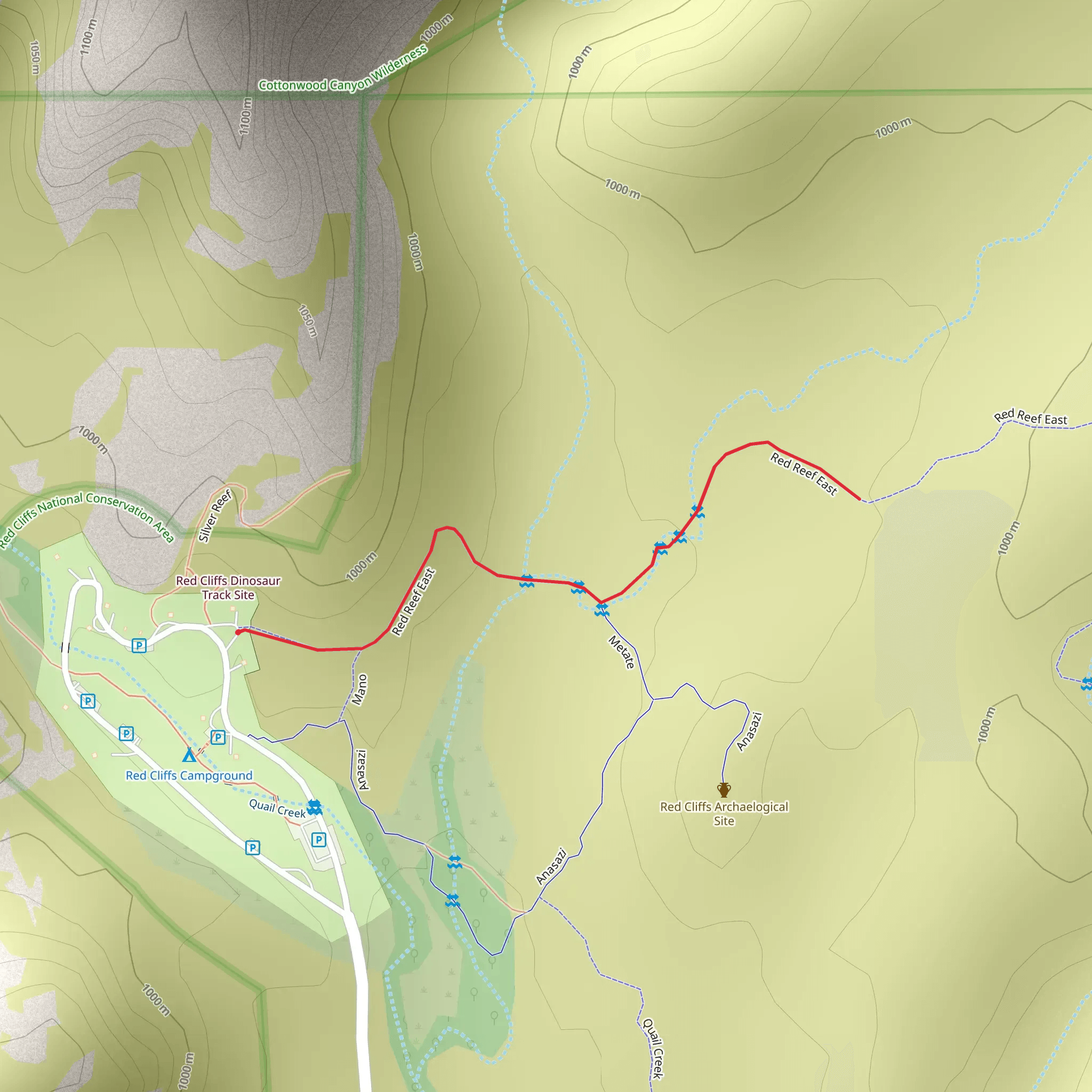 Red Reef East Trail Out and Back mobile static map