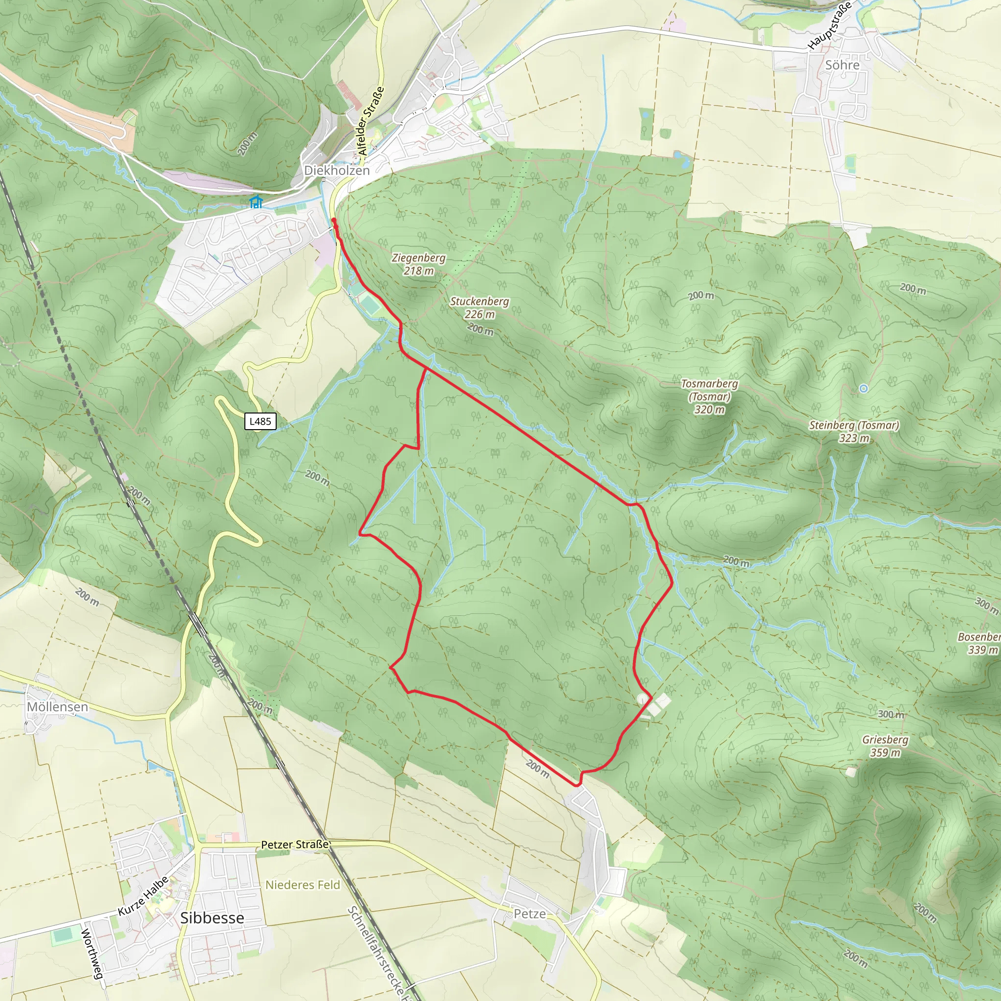 Sundern, Speerberg and Kalte Beuster Loop - Diekholzen mobile static map