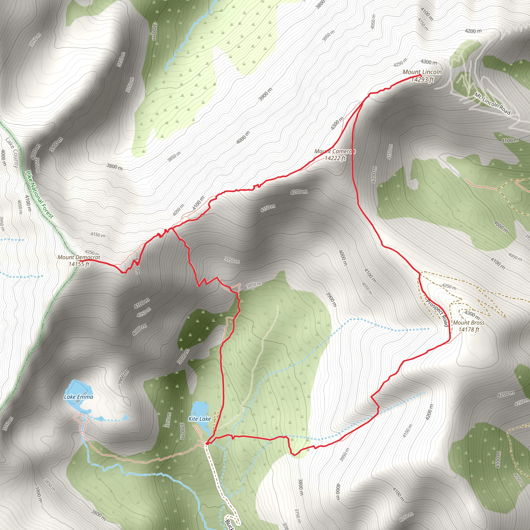 Mount Democrat-Mount Cameron-Mount Lincoln Loop mobile static map