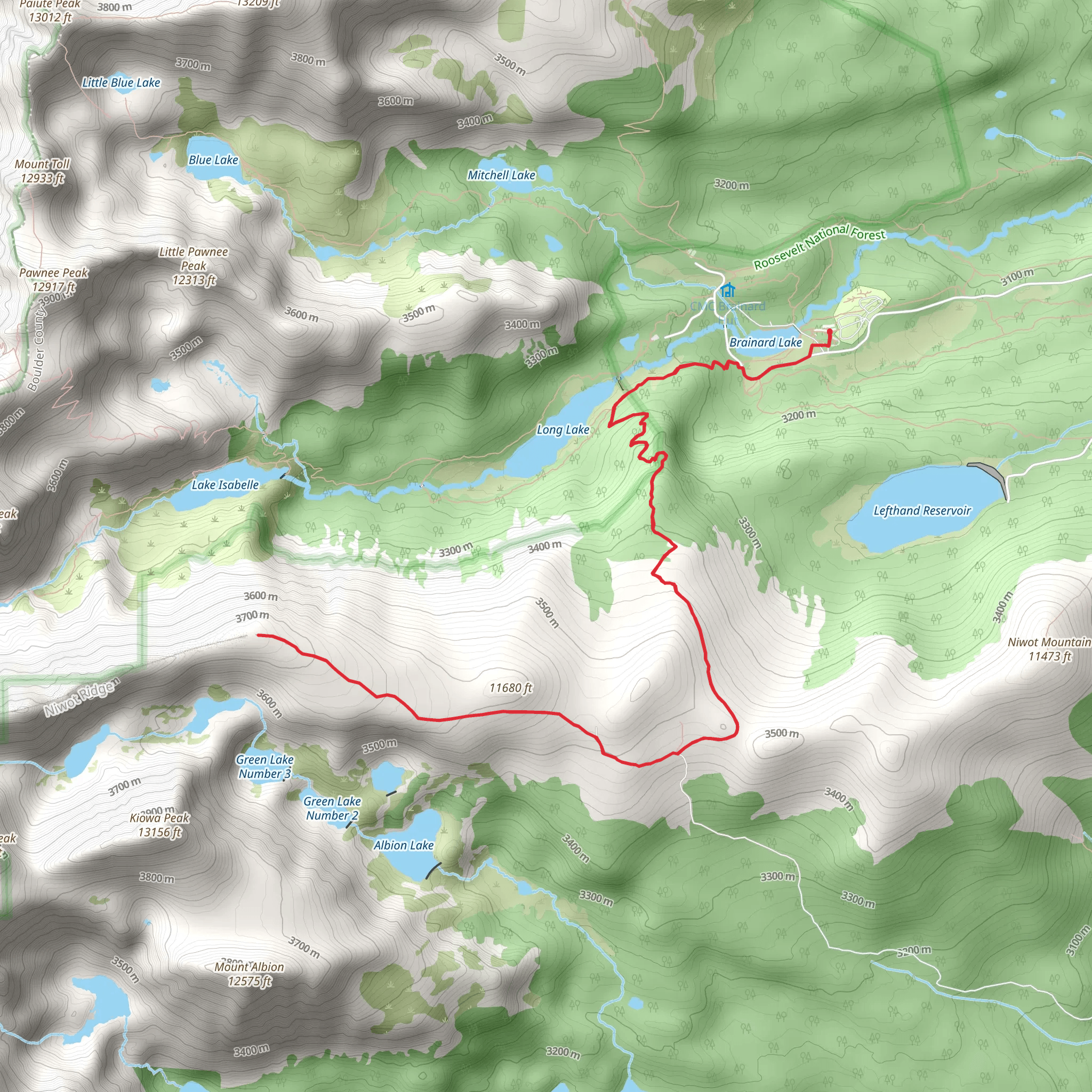 Brainard, Long Lake and Green Lakes mobile static map