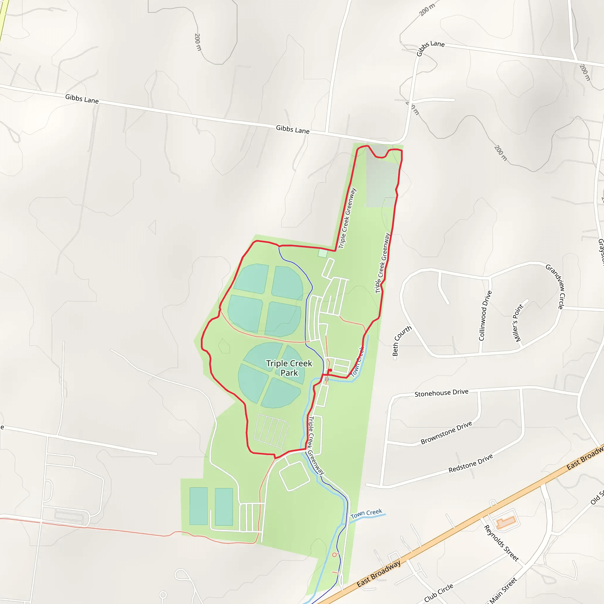 Triple Creek Greenway Loop mobile static map