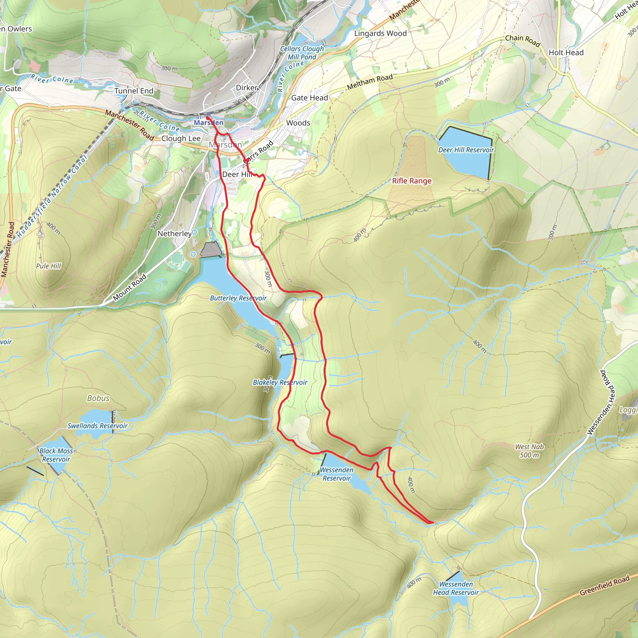 Marsden Moor Heritage Trail, Wessenden Reservoir and Butterley Reservoir Loop mobile static map