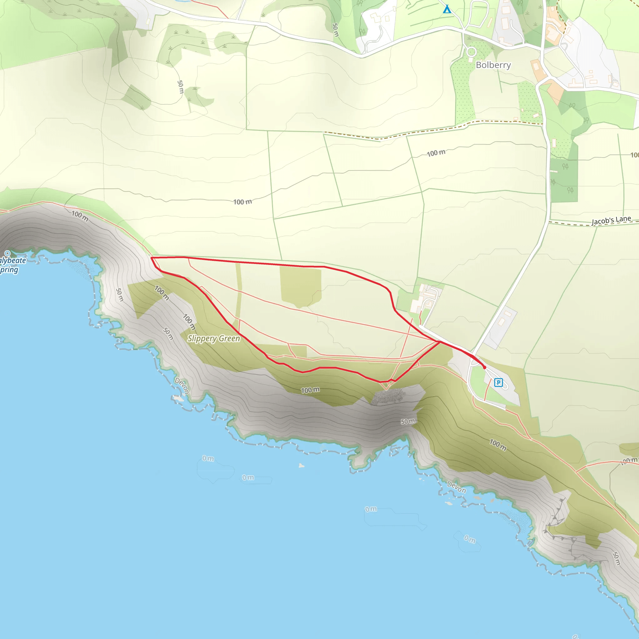 Amble on the Down Walk mobile static map