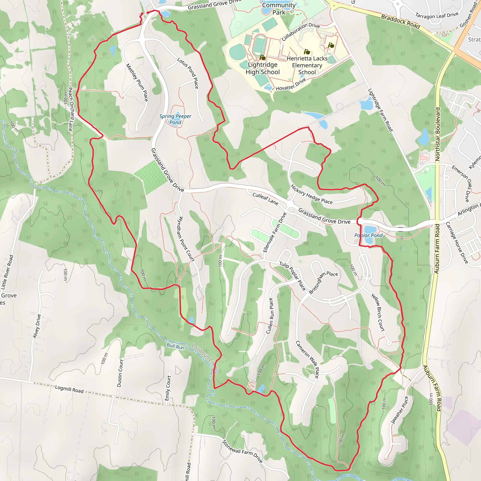Bull Run Overlook and Wetlands Way Loop mobile static map