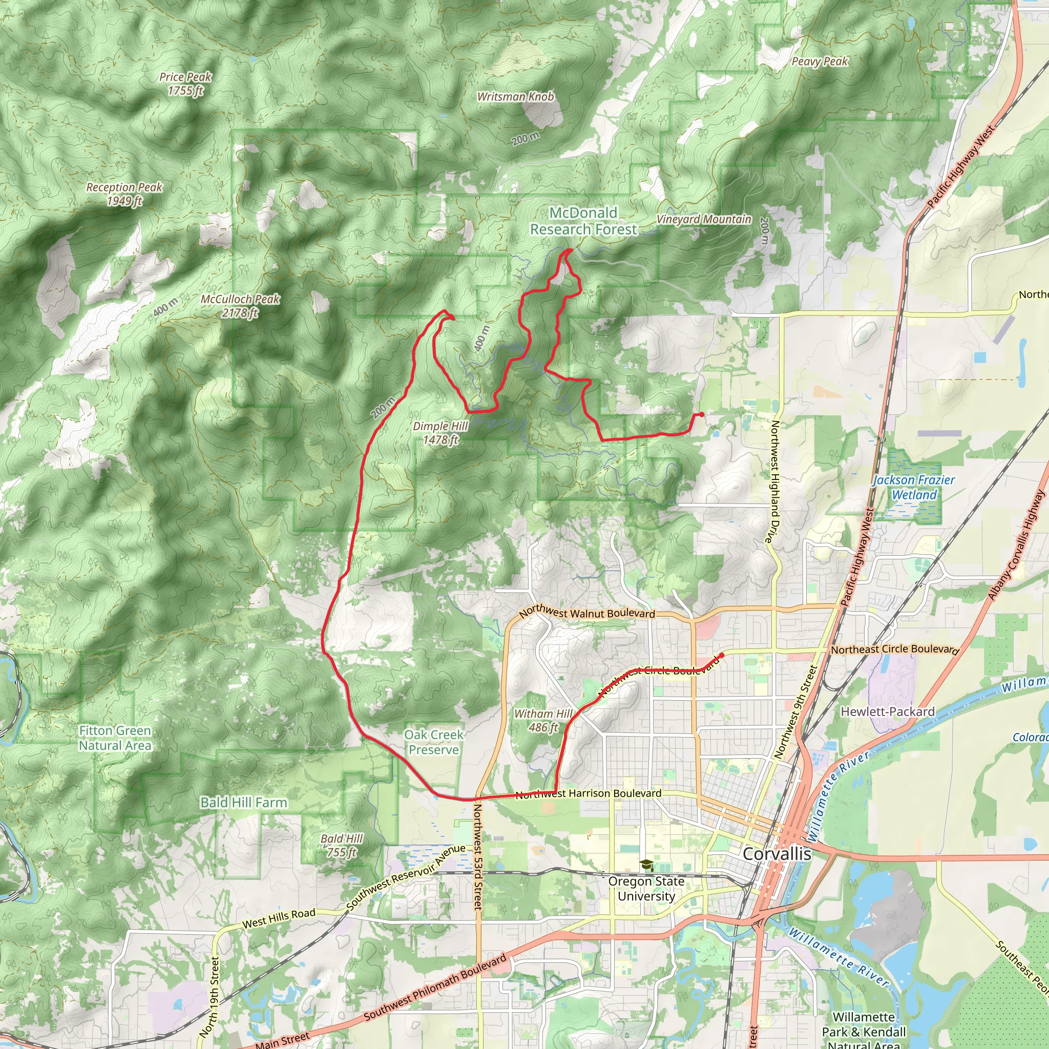 Northwest Jackson Creek Drive to Northwest Circle Boulevard mobile static map