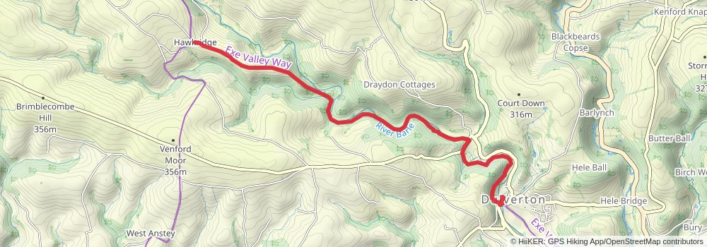Dulverton and Tarr Steps Loop stage 2 Map