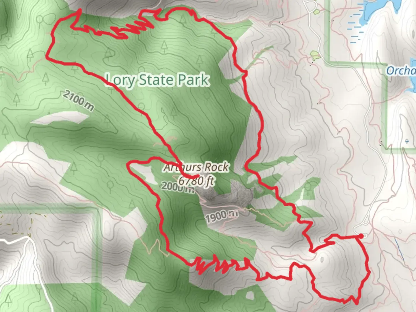 An image depicting the trail Arthurs Rock via Timber Trail, Howard Trail and Well Gulch Trail and its surrounding area.