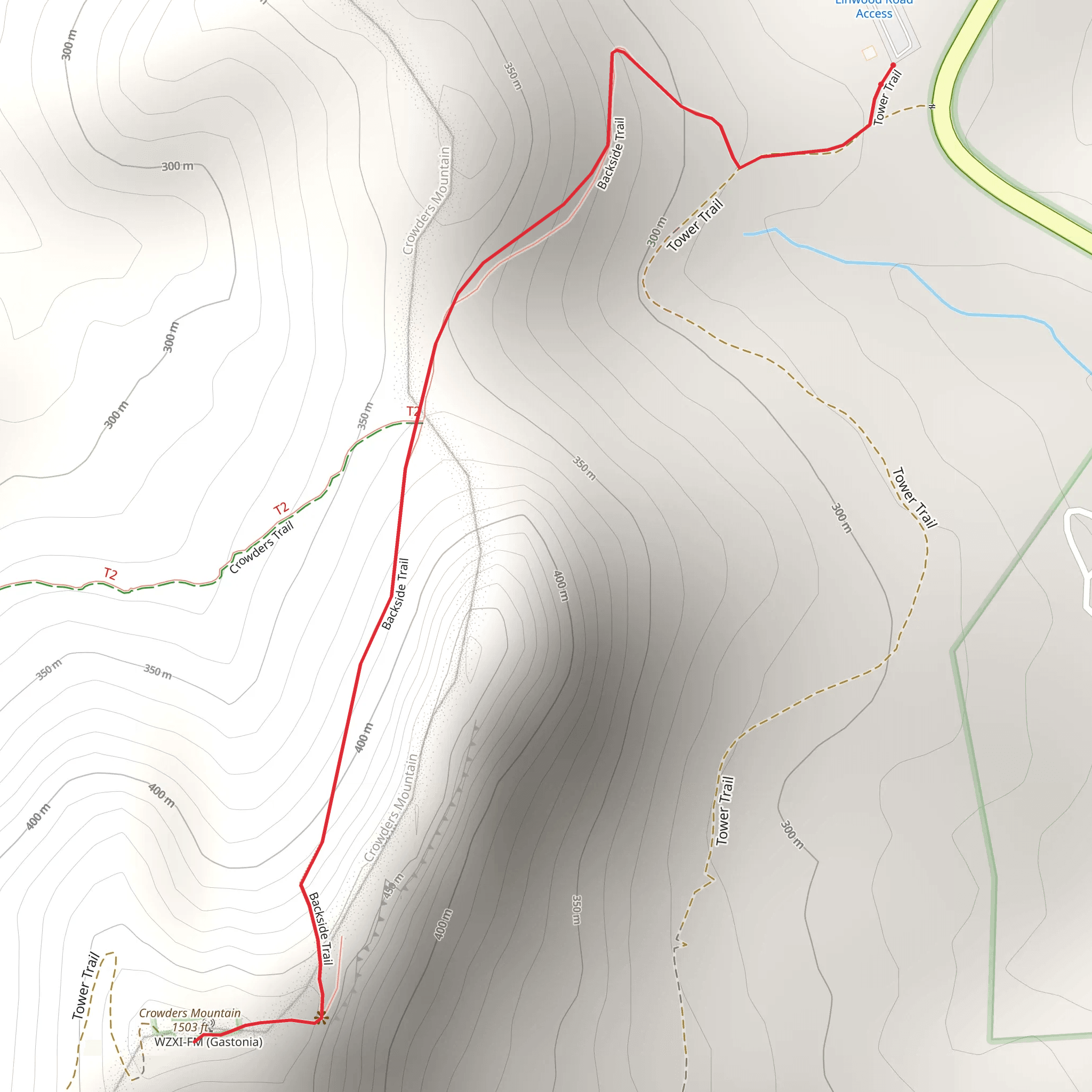 Crowders Mountain mobile static map