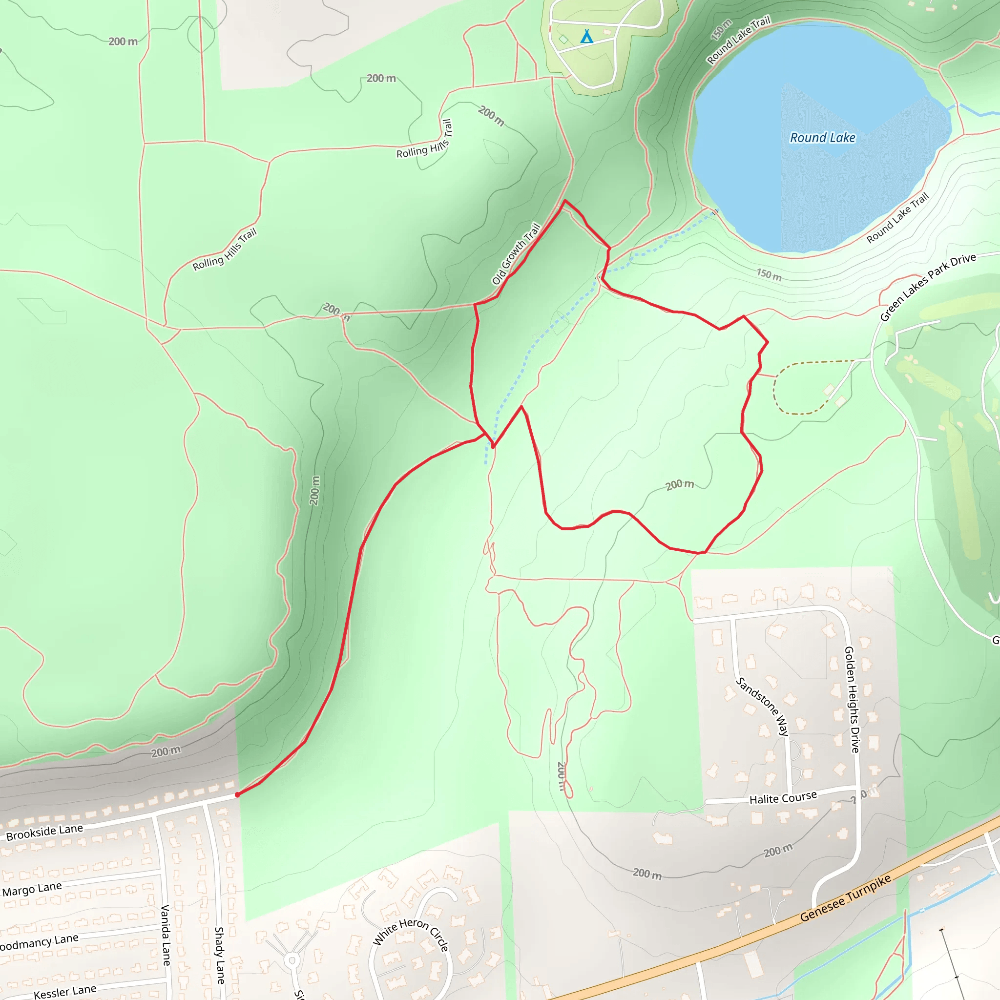 Round Lake Loop - Green Lakes State Park mobile static map