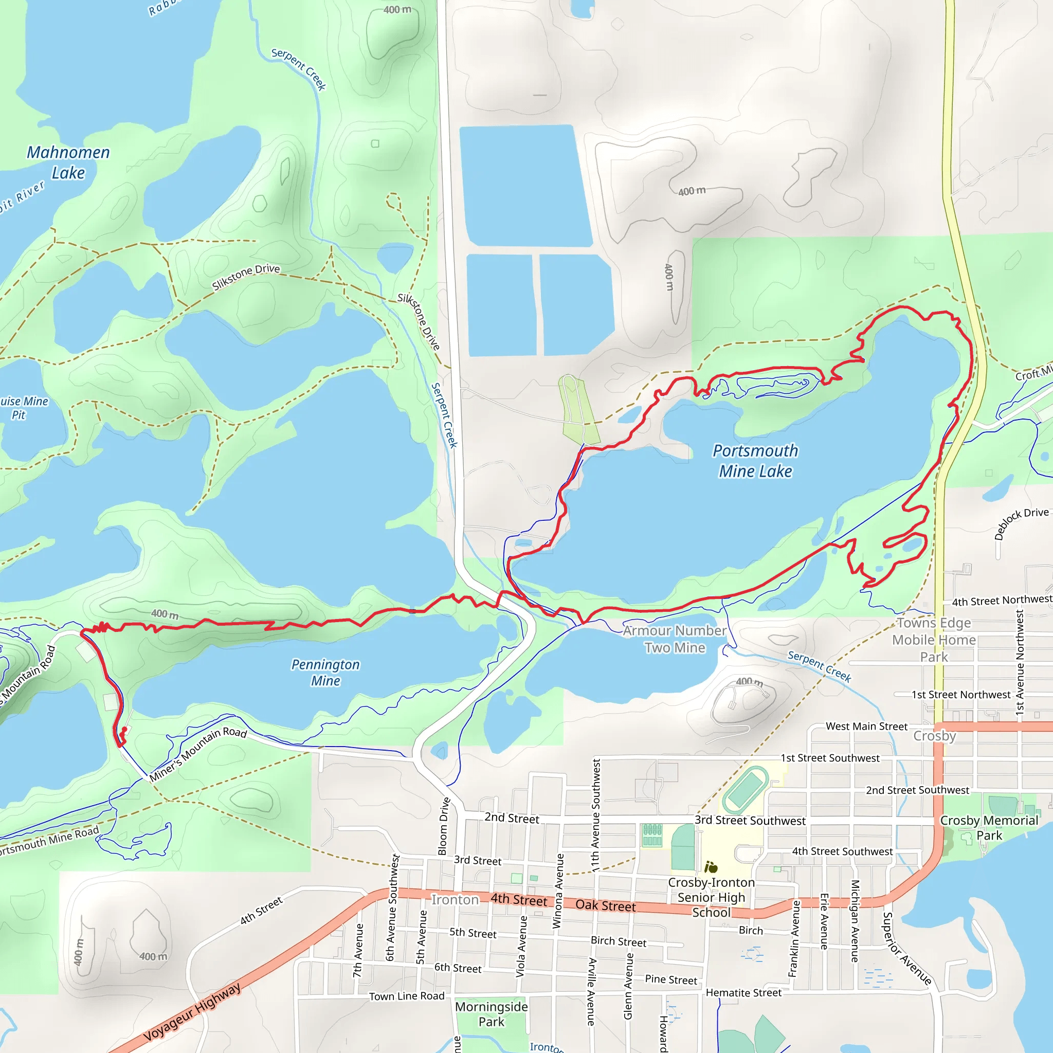 Portsmouth Mine Lake Loop via Switchback mobile static map