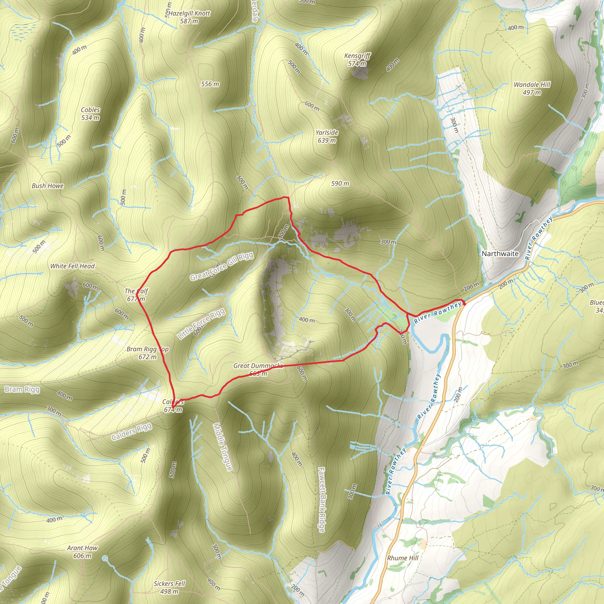 Cautley Spout and The Calf from Cross Keys - Sedbergh mobile static map