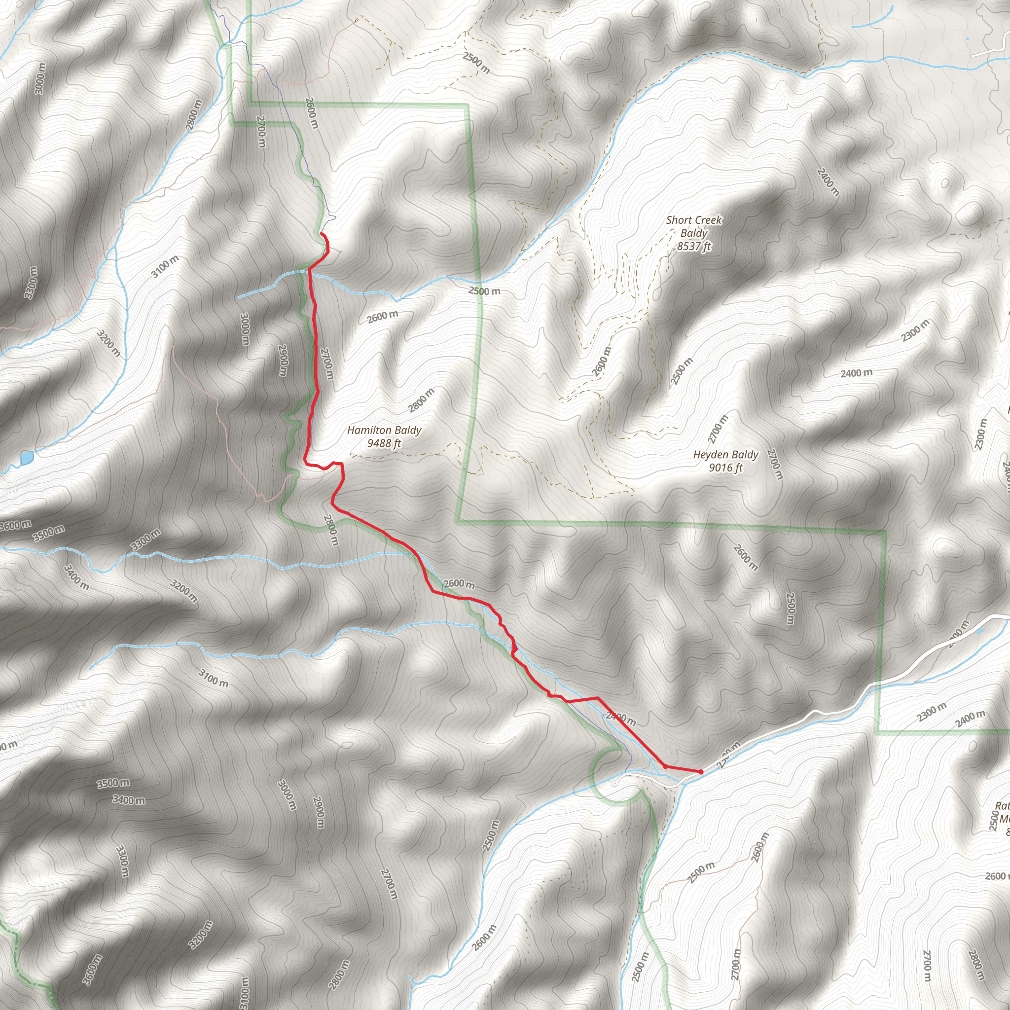 Rainbow Trail - Short from Hayden Creek Road mobile static map