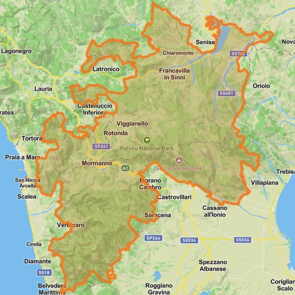 Pollino National Park mobile static map